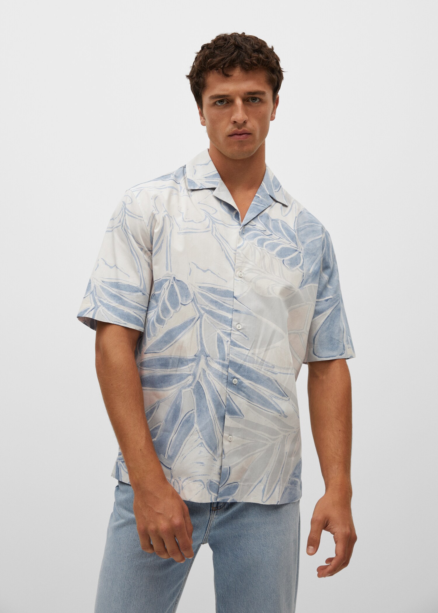 Camisa regular fit algodón estampada - Plano medio