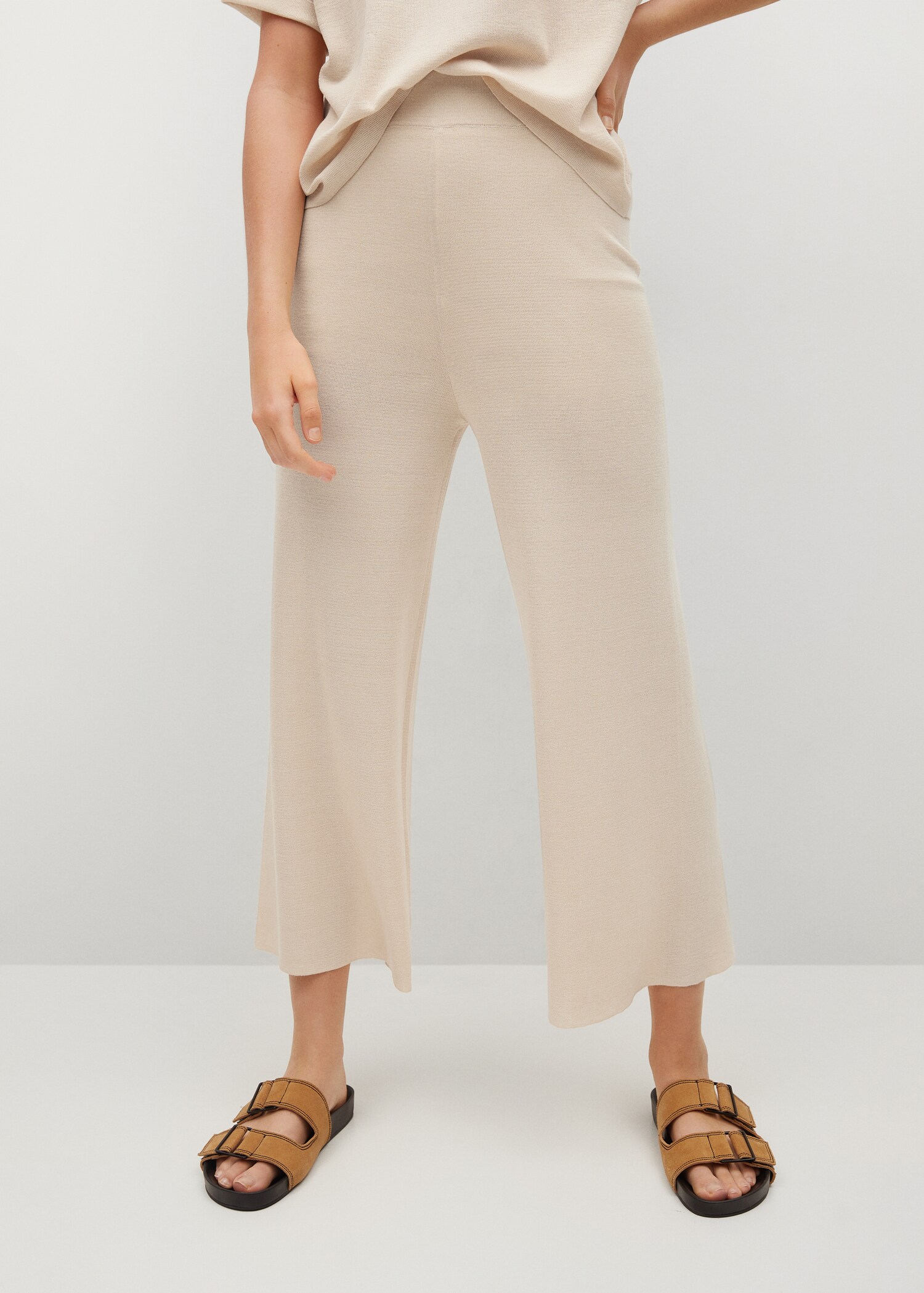 Úpletové kalhoty culottes - Náhled ve středové rovině