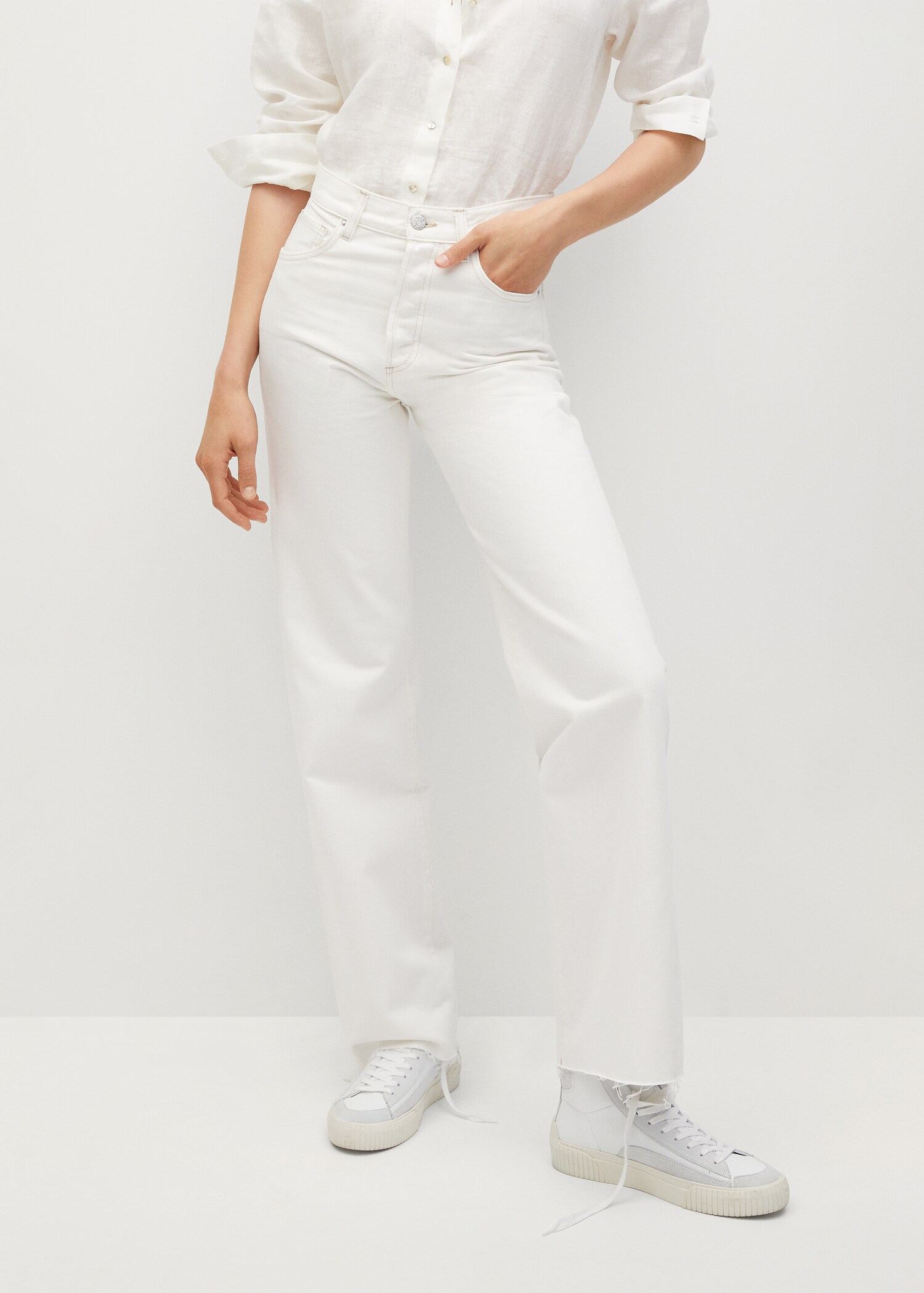 Jeans wideleg tiro alto - Plano medio