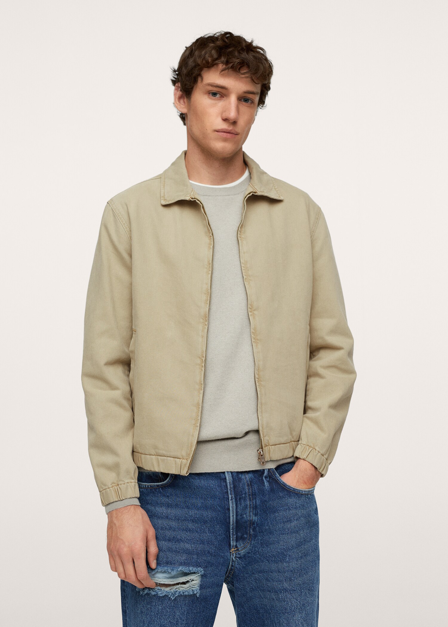 Chaqueta denim cremallera - Plano medio