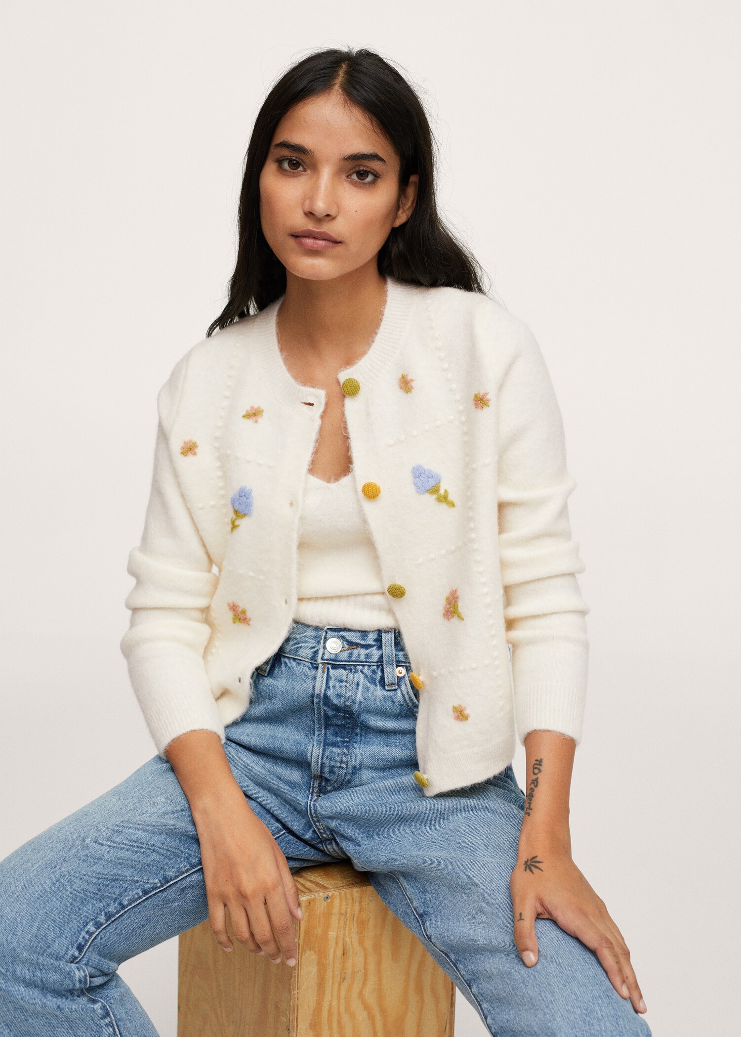 Flowers knitted cropped top - Details of the article 3