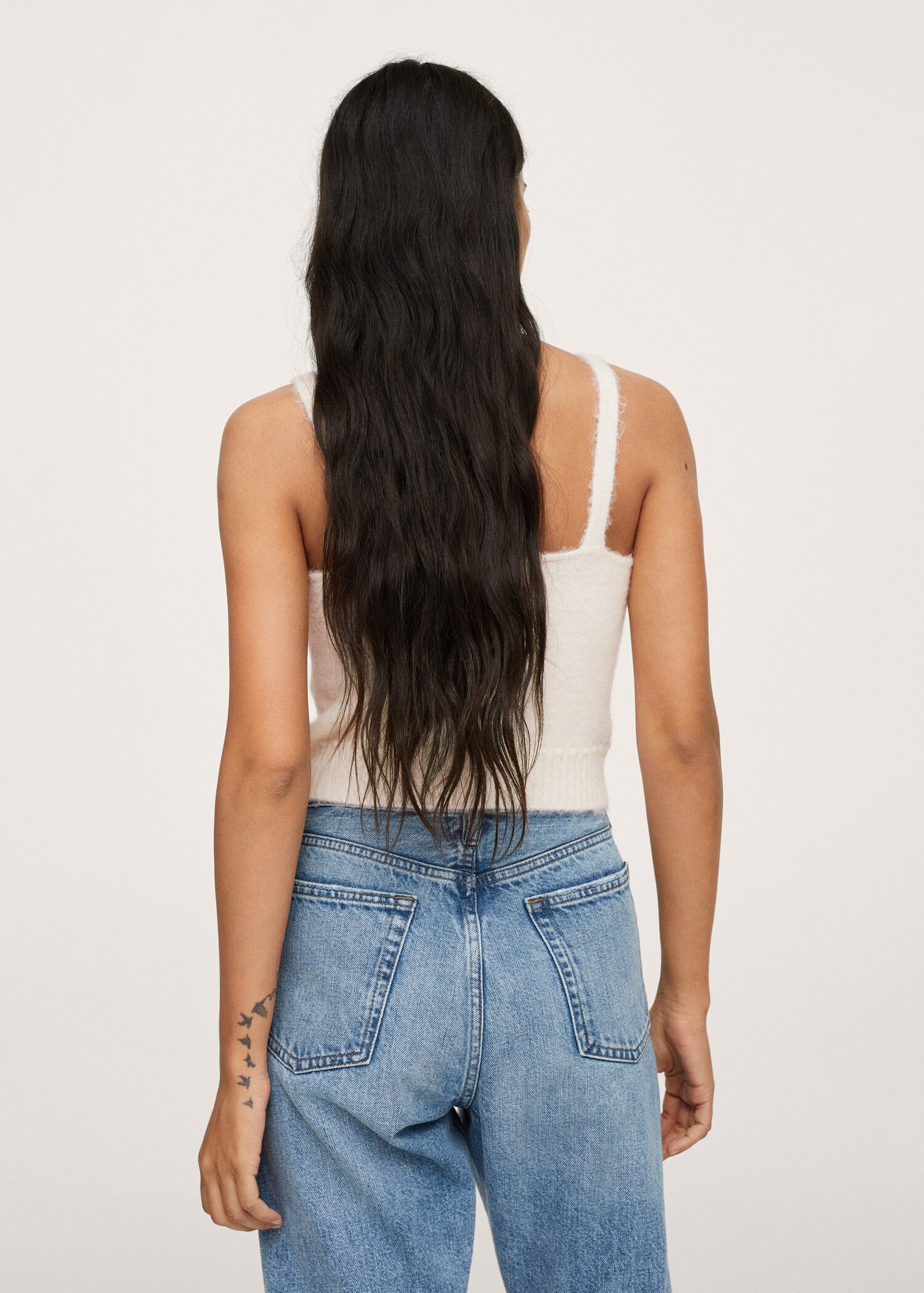 Flowers knitted cropped top - Reverse of the article
