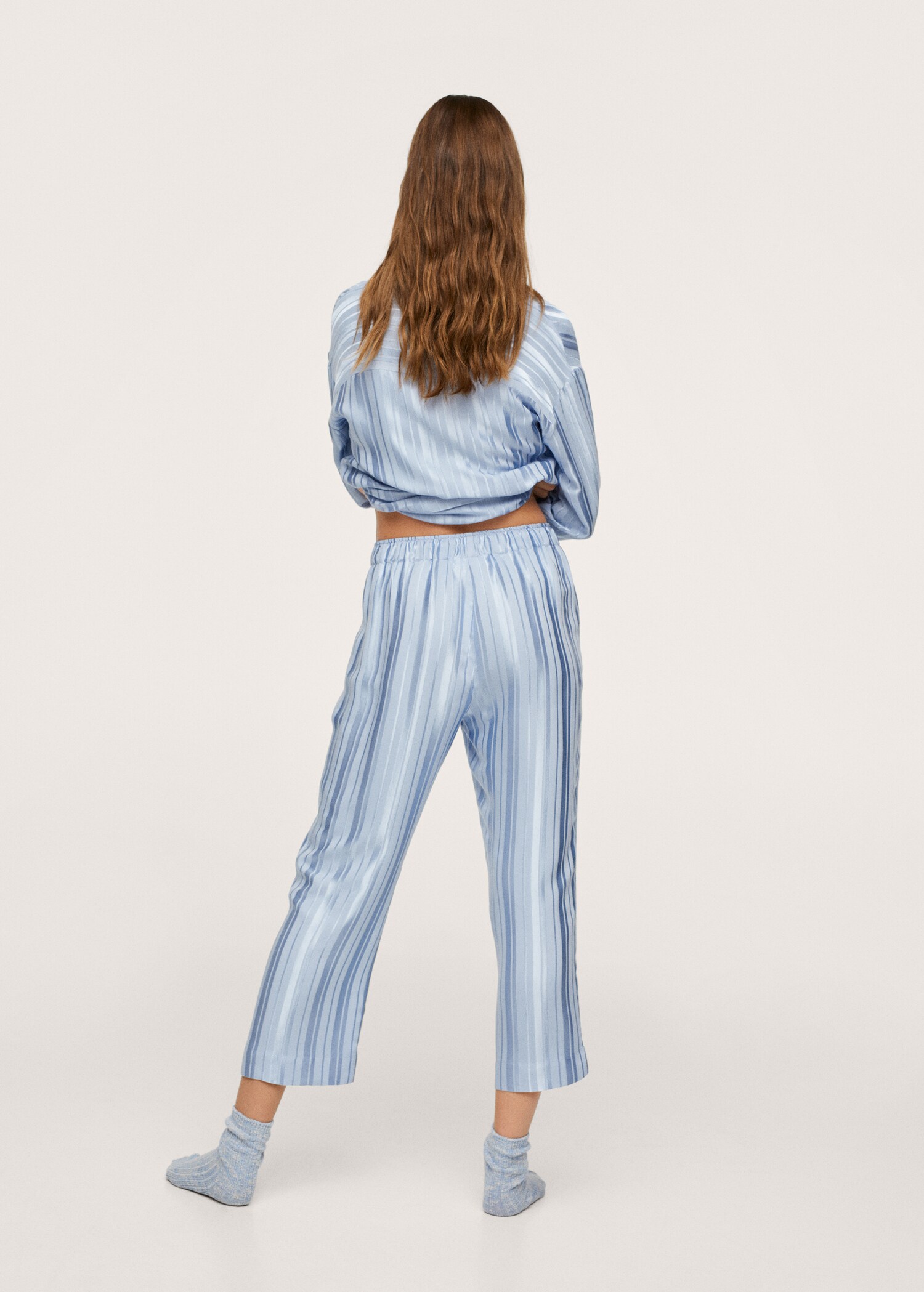 Pantalón pijama satinado rayas - Reverso del artículo