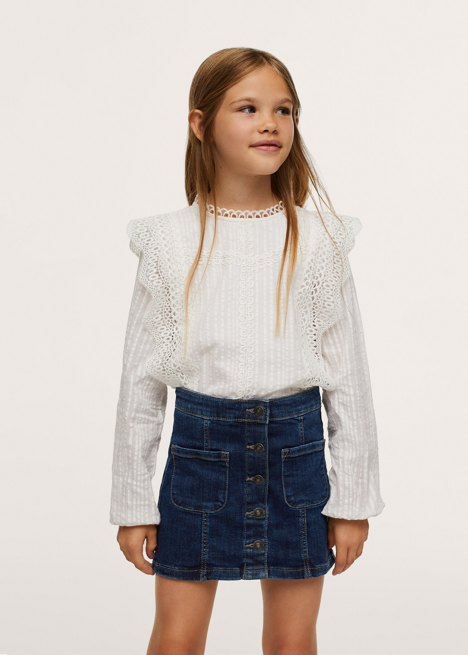 Falda denim botones - Plano medio