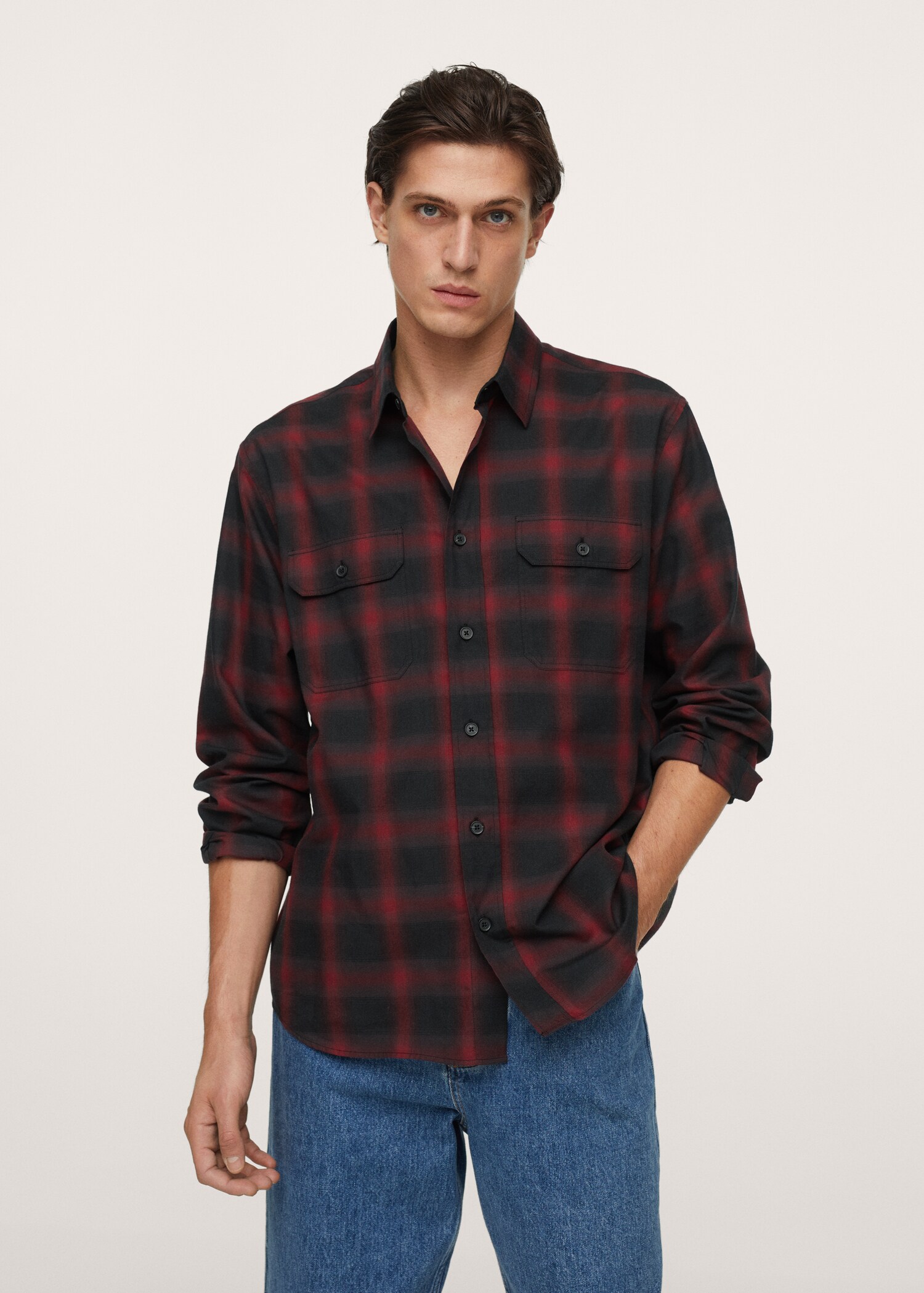 Camisa algodón lyocell cuadros - Plano medio