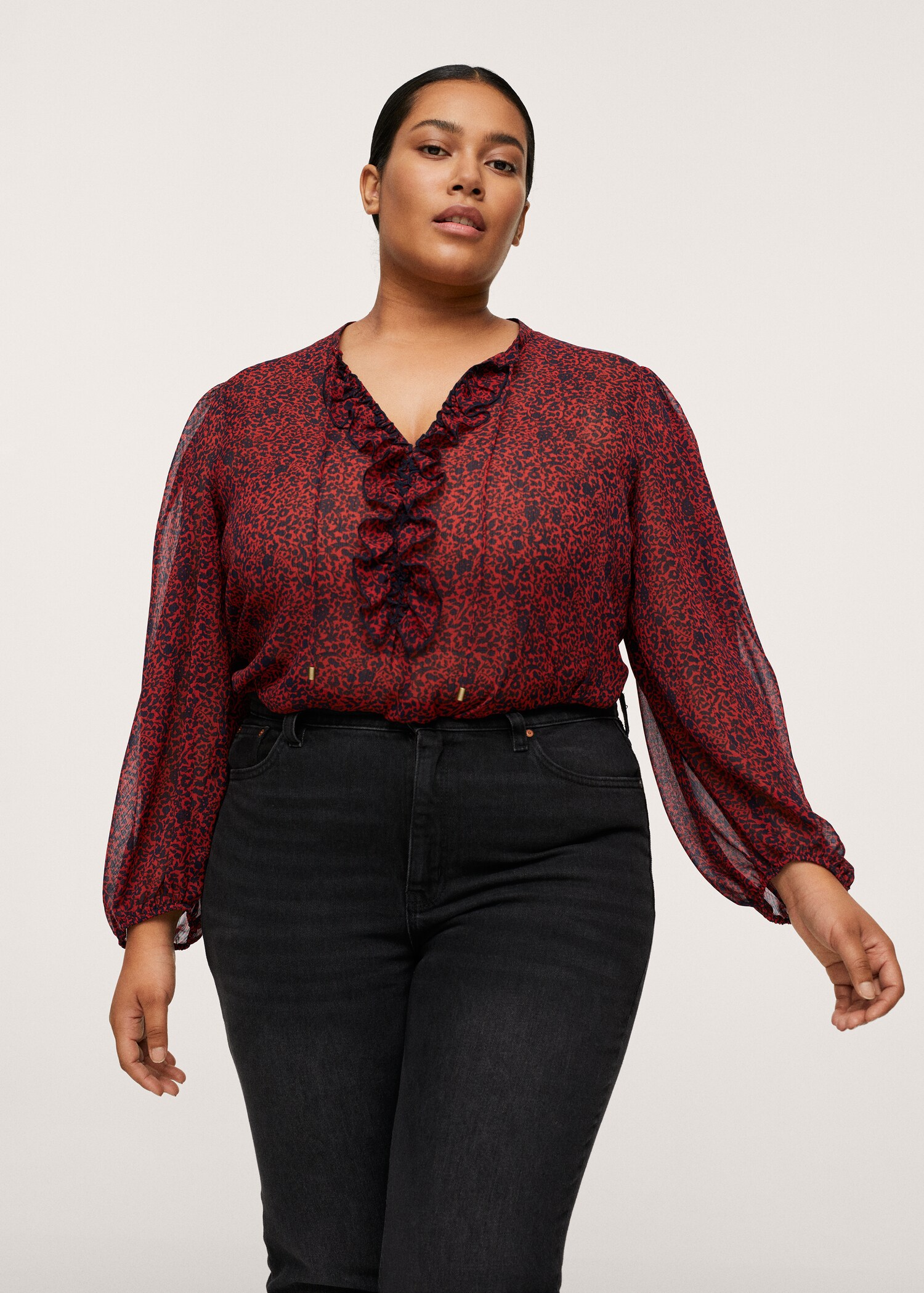 Ruffles printed blouse - Medium plane