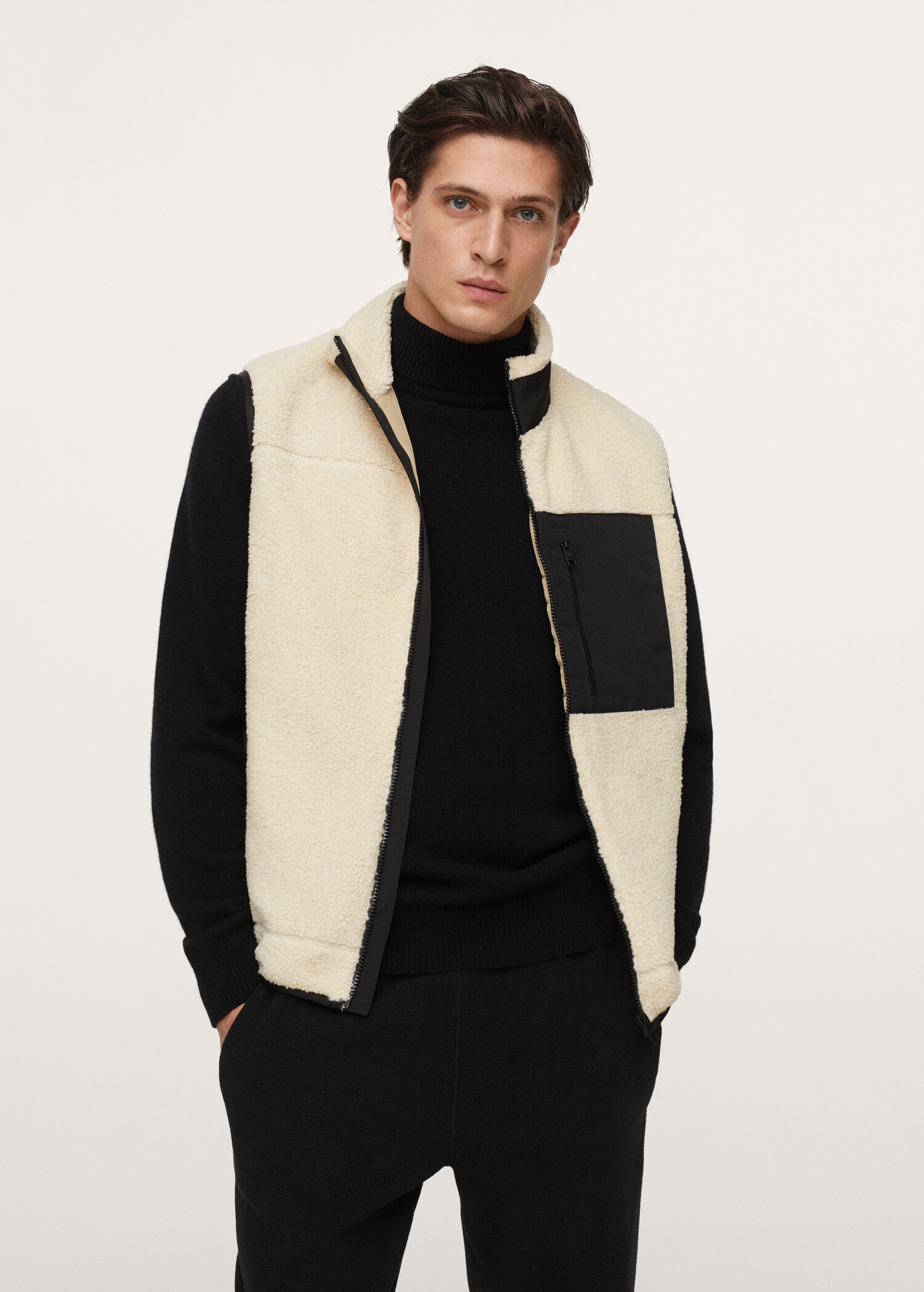 Combined shearling-effect gilet - Medium plane