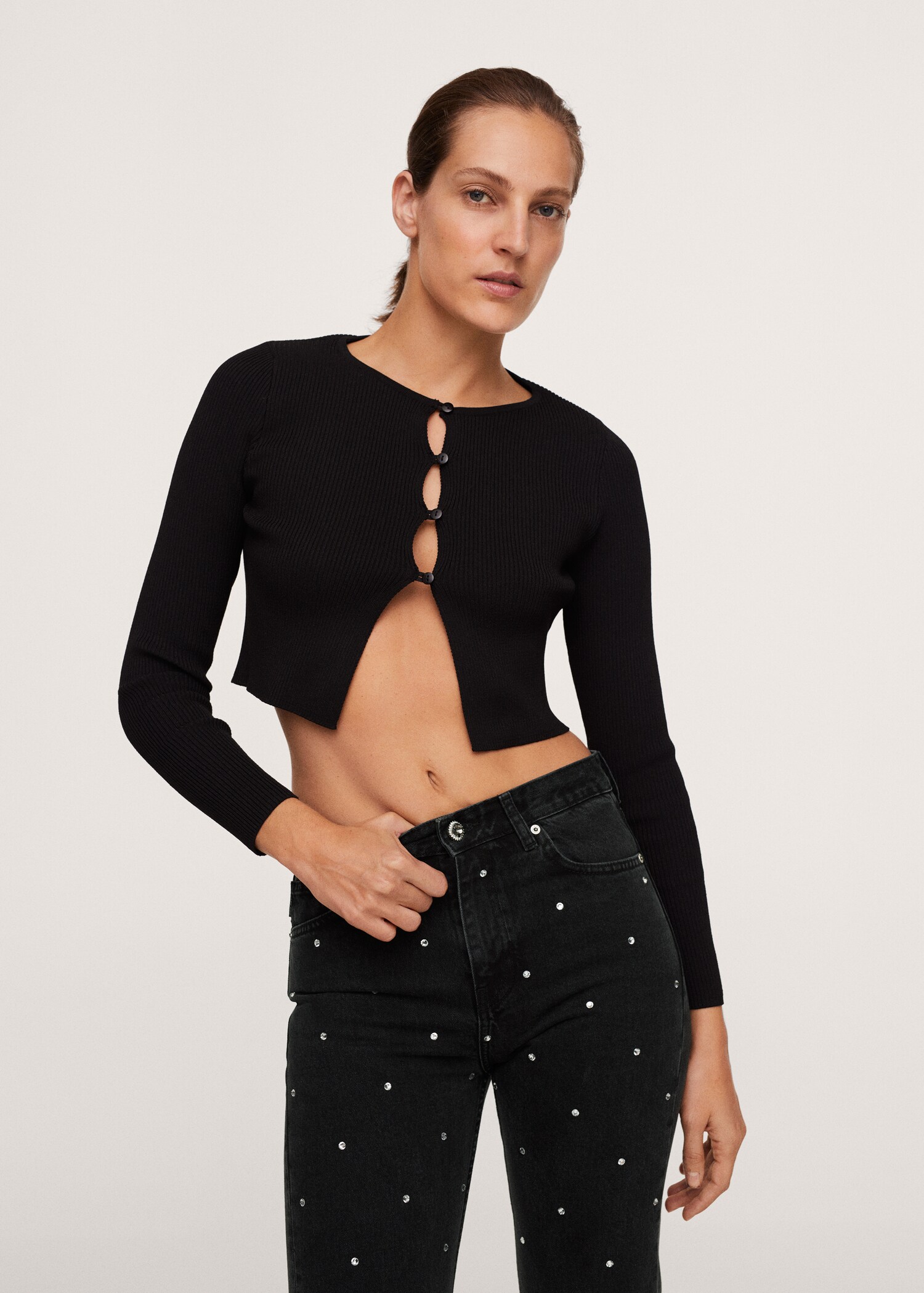 Džíny straight fit se štrasem - Detail zboží 1