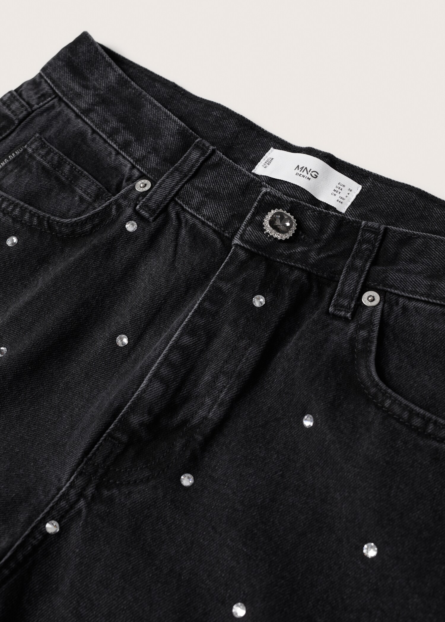 Džíny straight fit se štrasem - Detail zboží 8