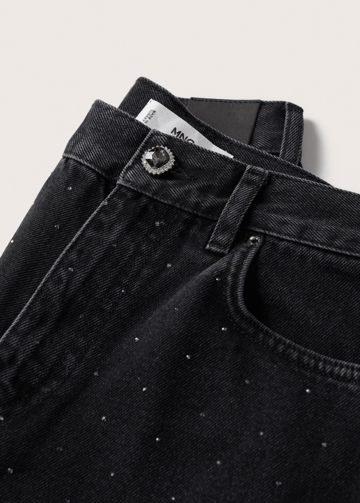 Džíny straight fit se štrasem - Detail zboží 8