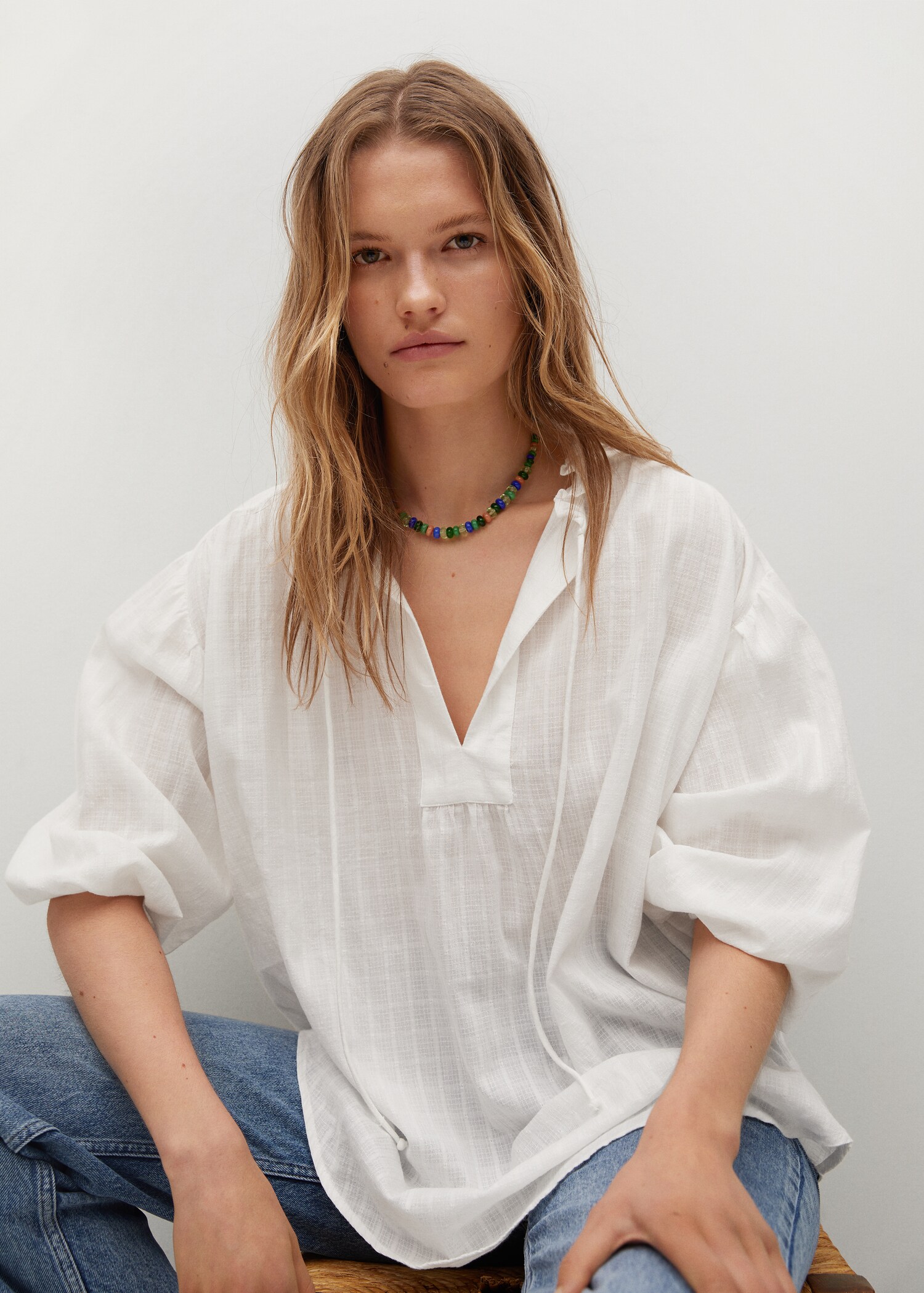 Textured cotton blouse - Details of the article 2