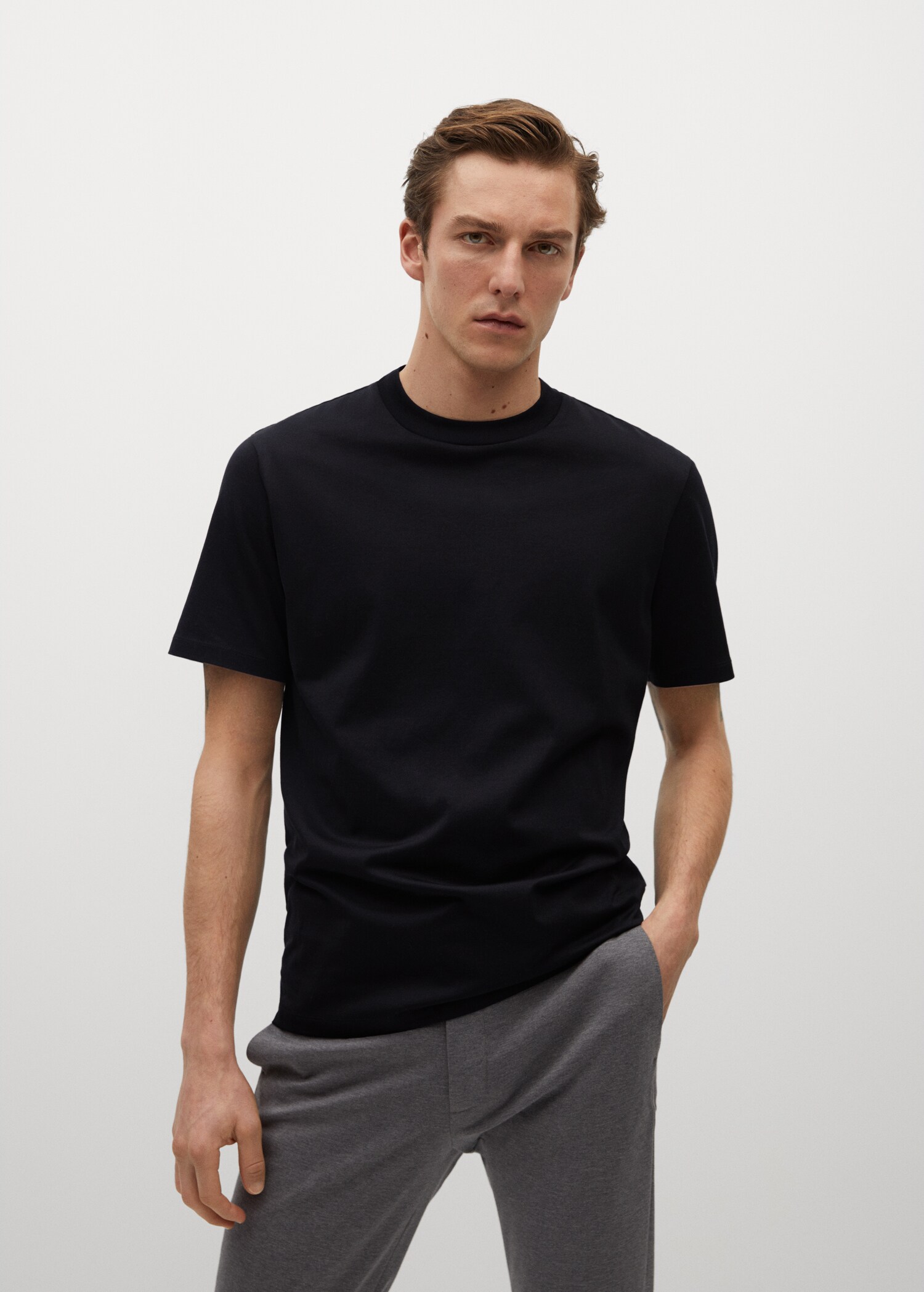 Camiseta regular fit mercerizada - Plano medio