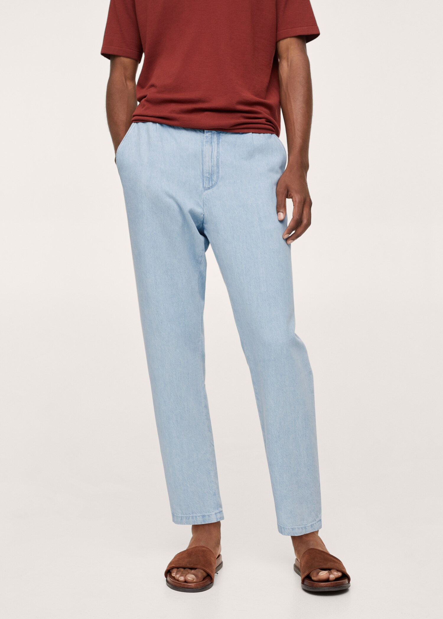 Jeans loose-fit lavado claro - Plano medio