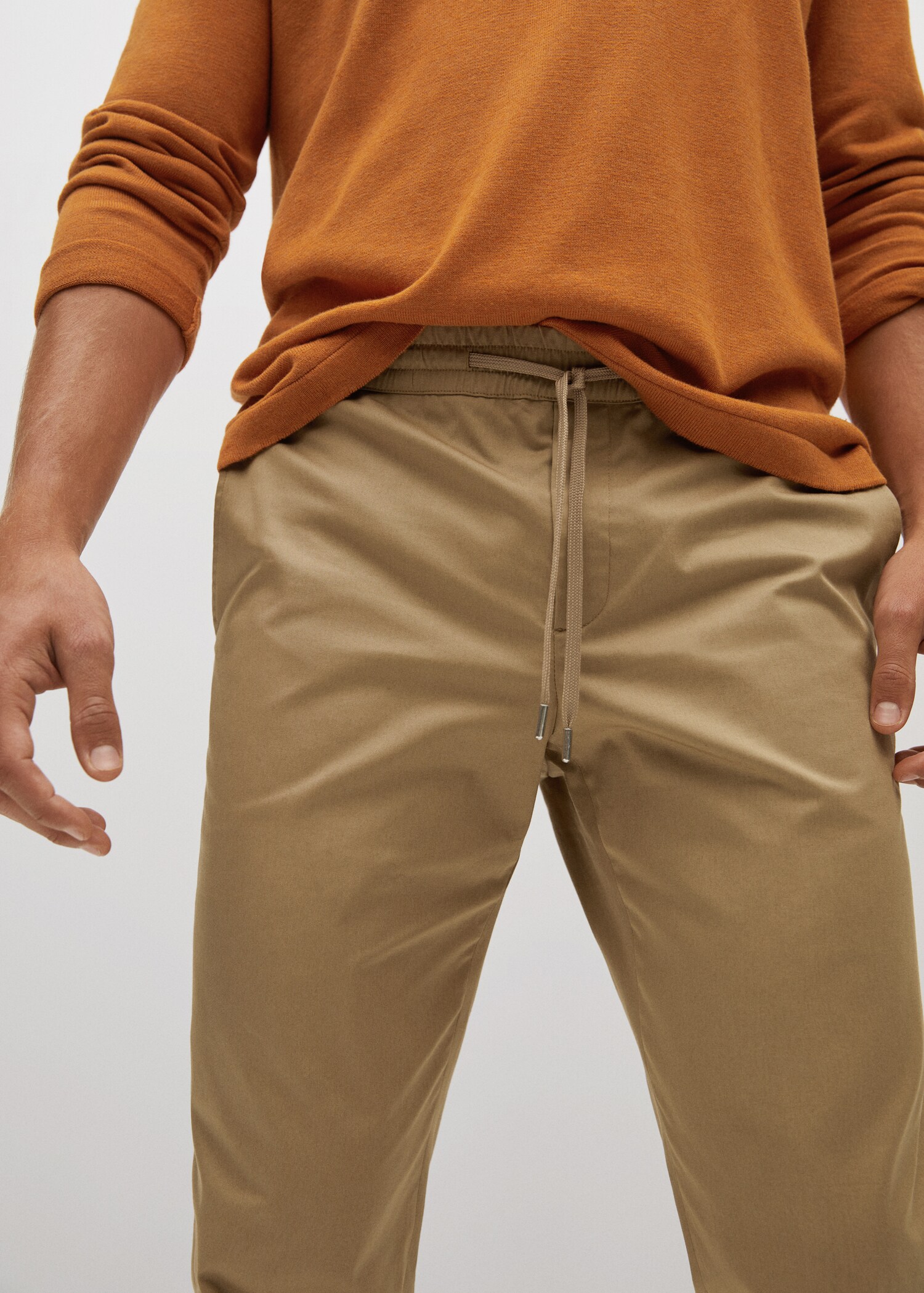 Bavlněné kalhoty regular fit cropped - Detail zboží 1