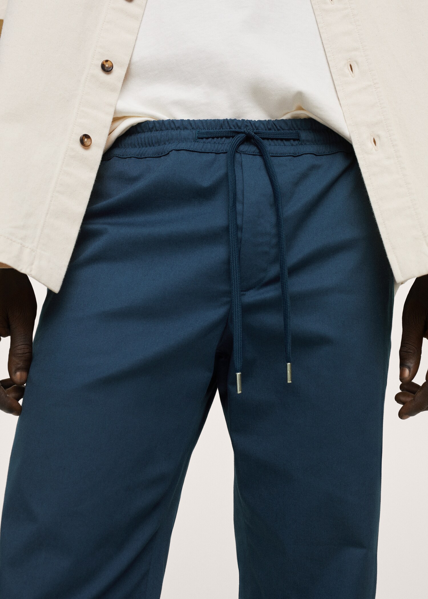 Bavlněné kalhoty regular fit cropped - Detail zboží 1
