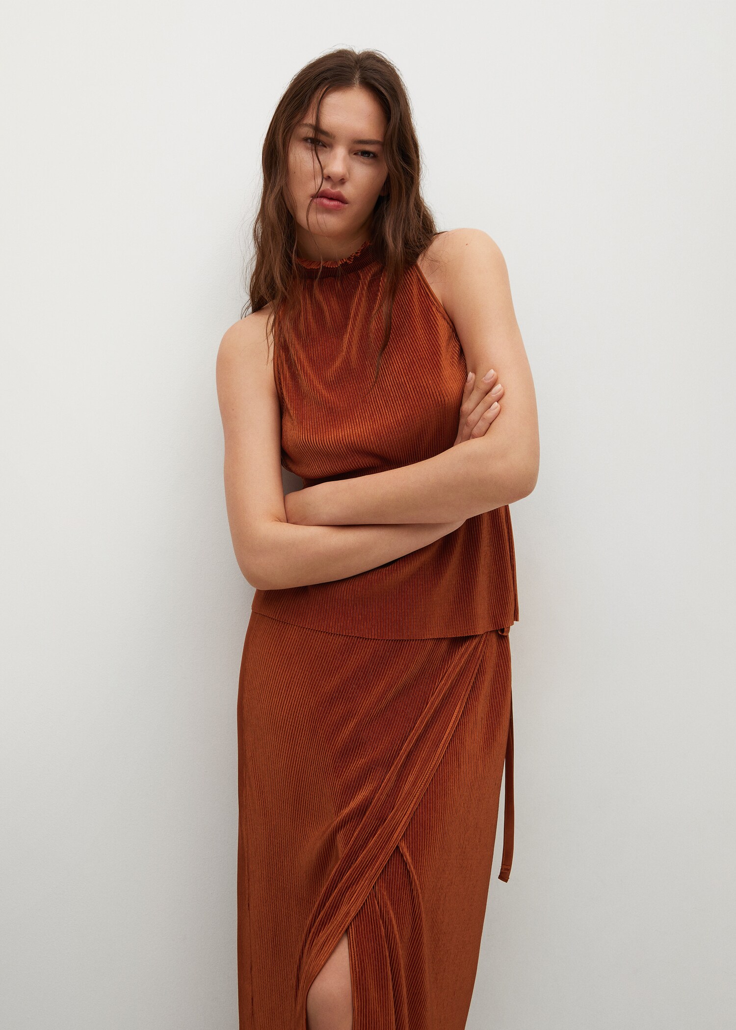 Pleated satin top - Medium plane