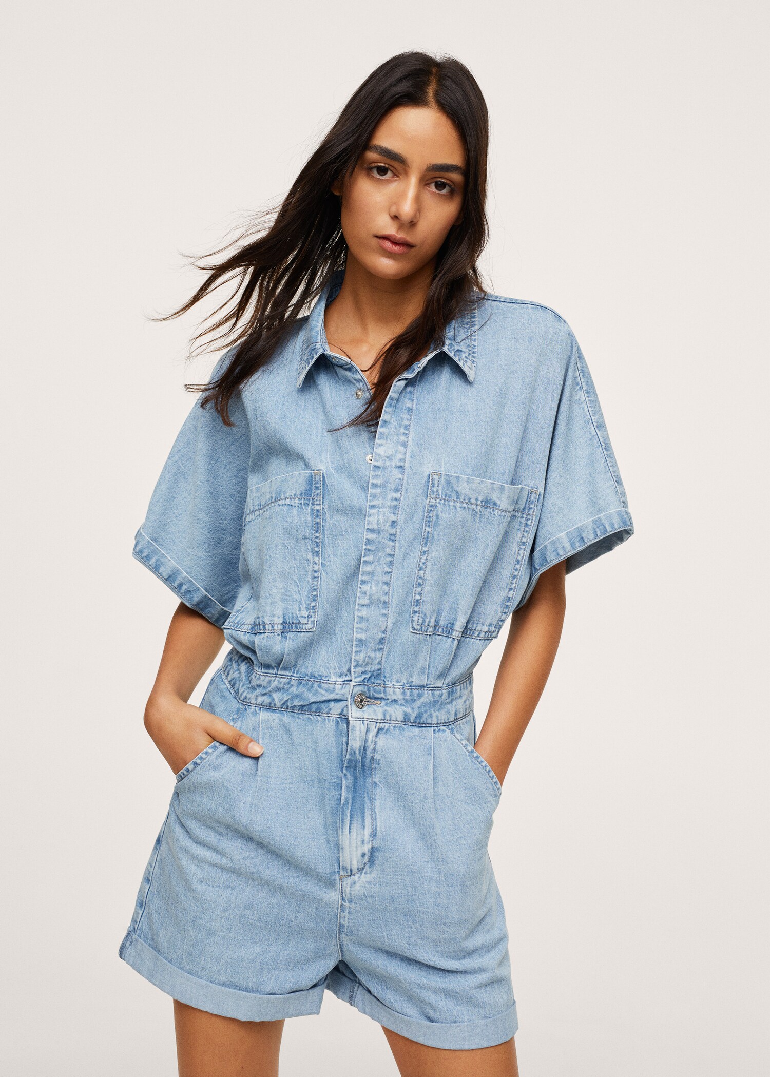Bavlněný overal denim - Náhled ve středové rovině