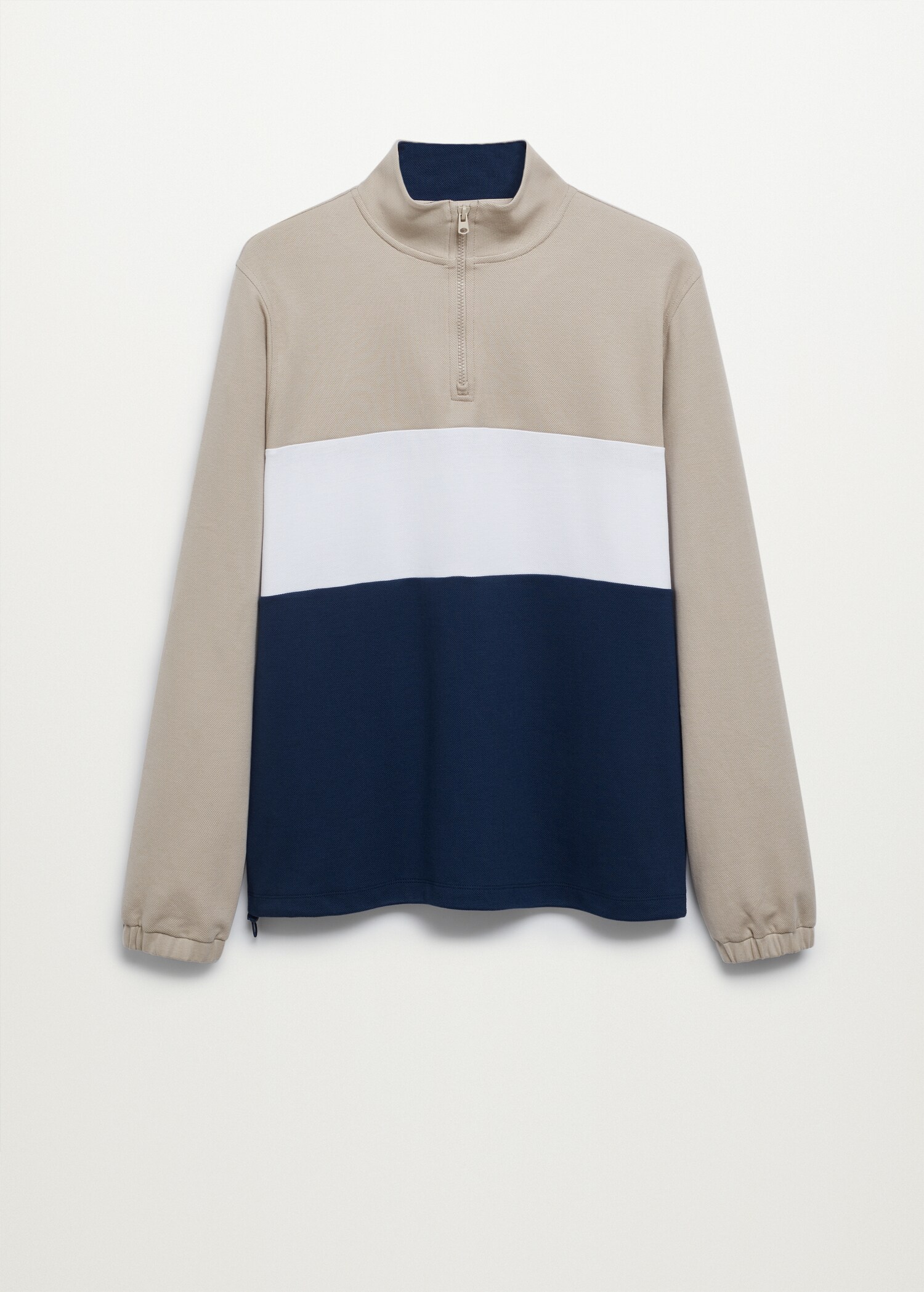 Mikina piké color block s límcem na zip - Zboží bez modelu