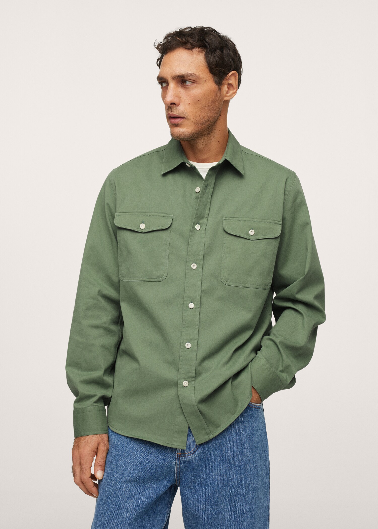 Sobrecamisa algodón bolsillos - Plano medio