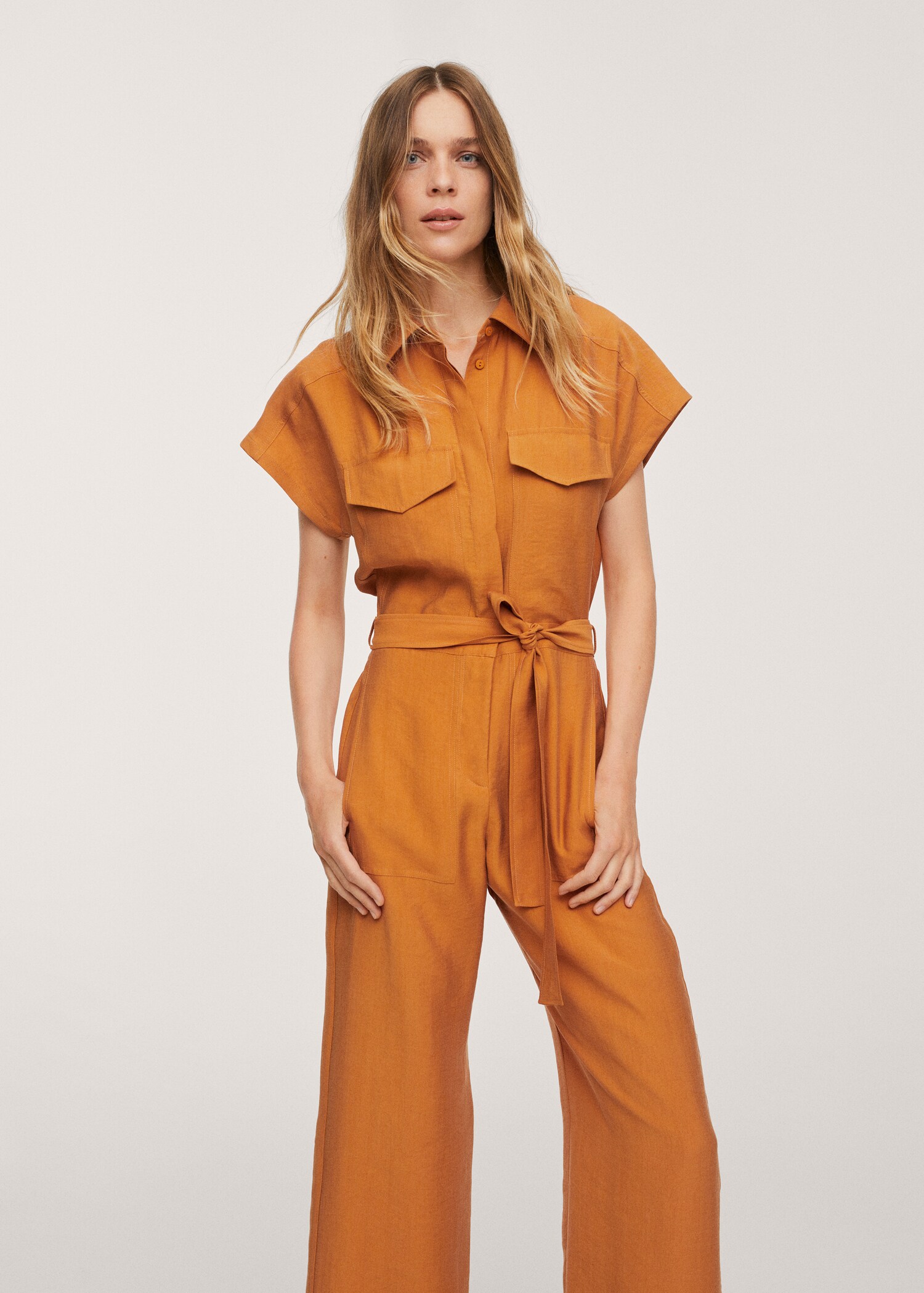 Lyocell jumpsuit with belt - Medium plane