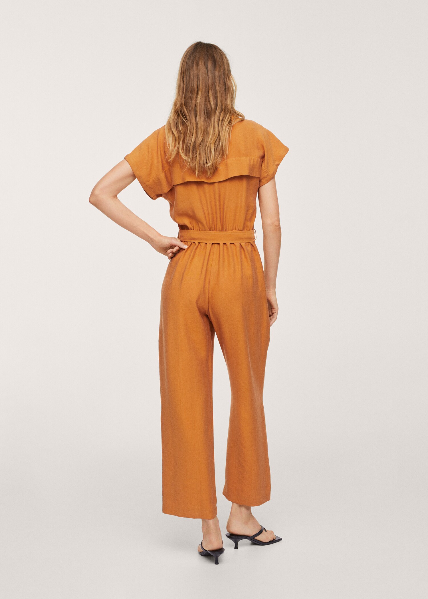 Lyocell jumpsuit with belt - Reverse of the article