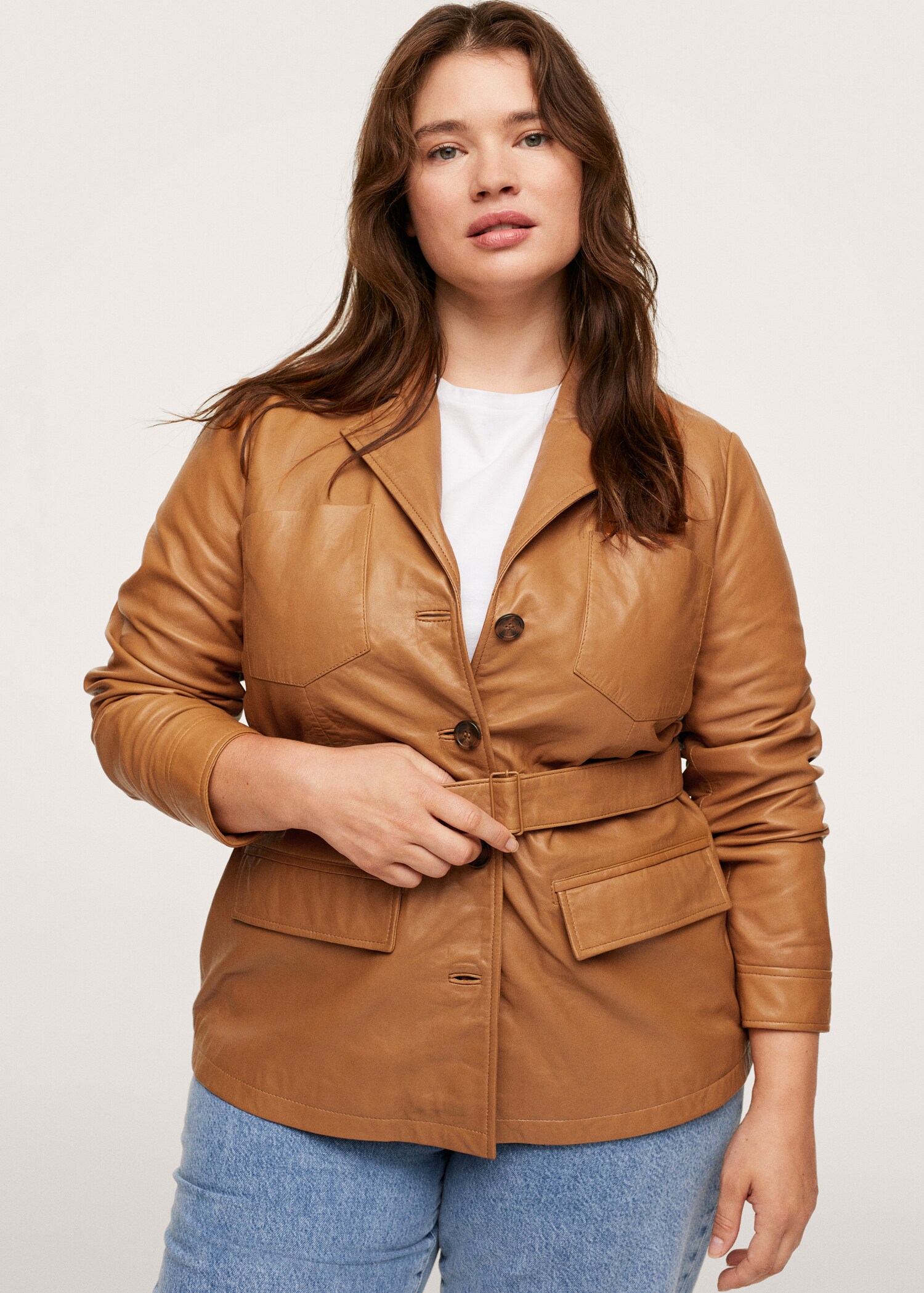 Belt leather jacket - Medium plane