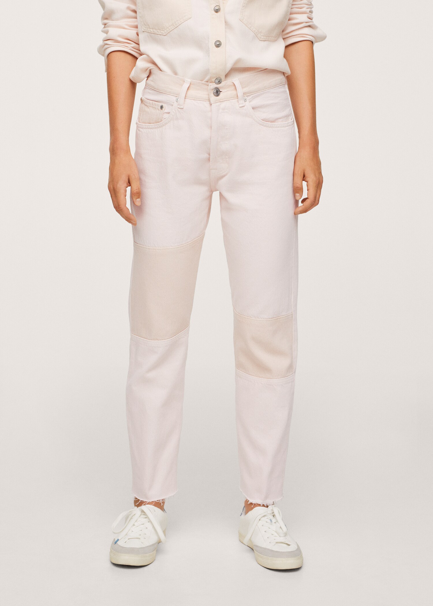 Jeans rectos tiro alto crop - Plano medio