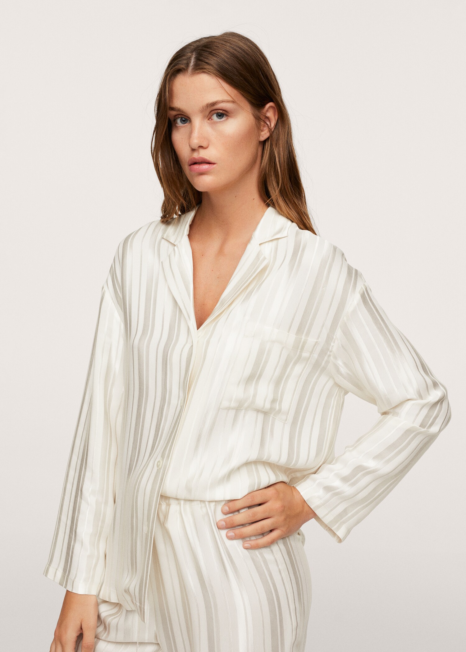 Striped satin pyjama shirt - Medium plane