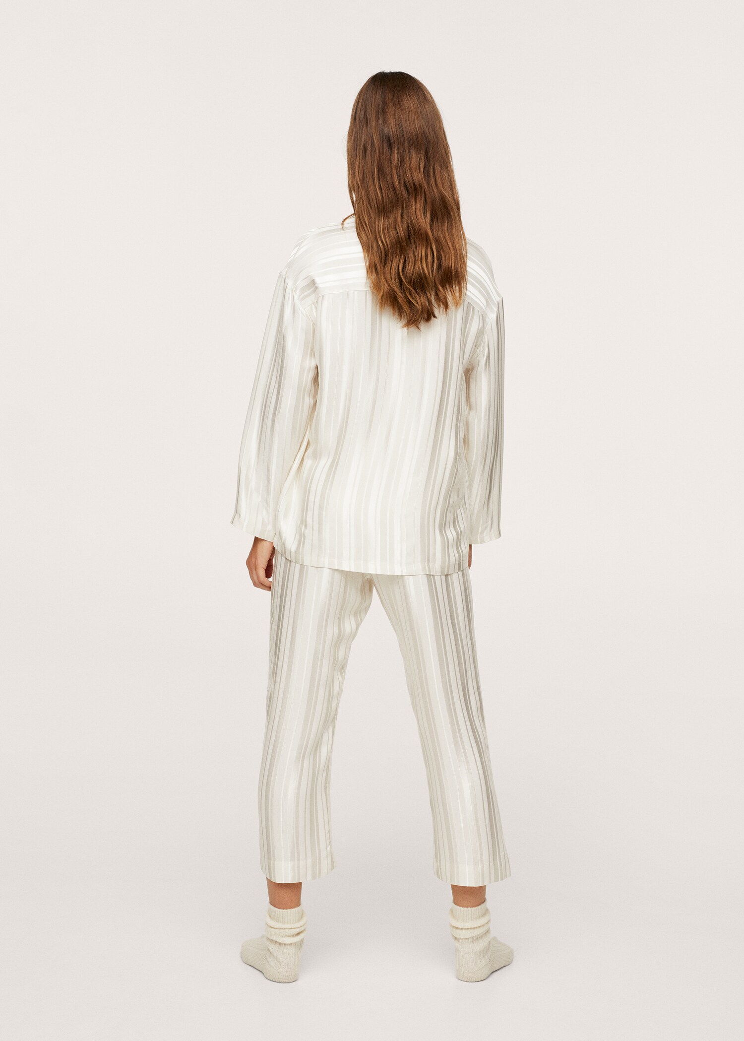 Striped satin pyjama shirt - Reverse of the article