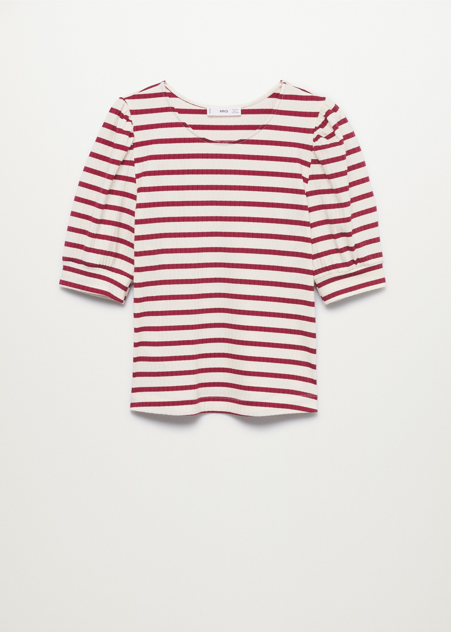 Puffed sleeves ribbed T-shirt - Article without model