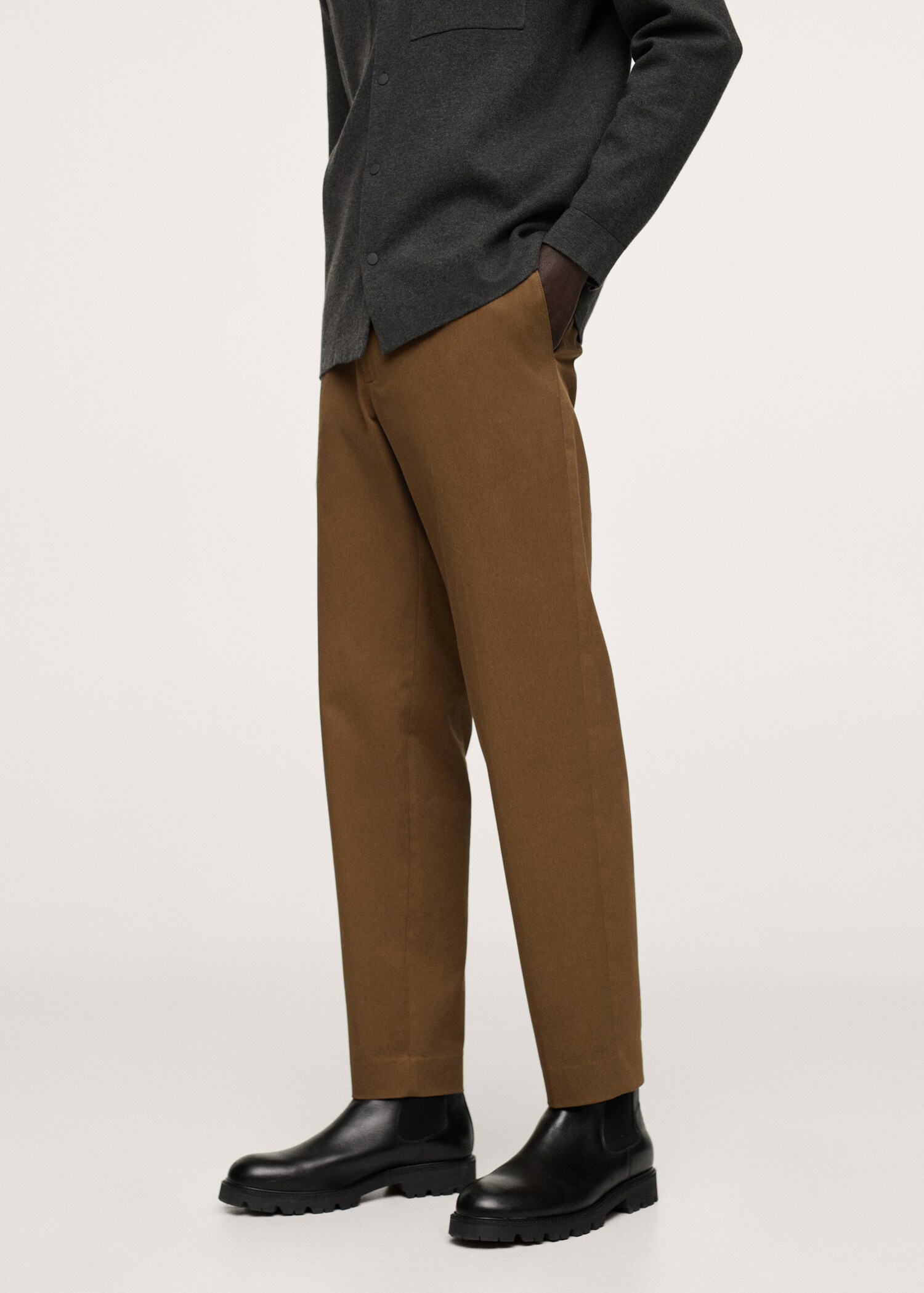 Elastic waist cotton trousers - Medium plane