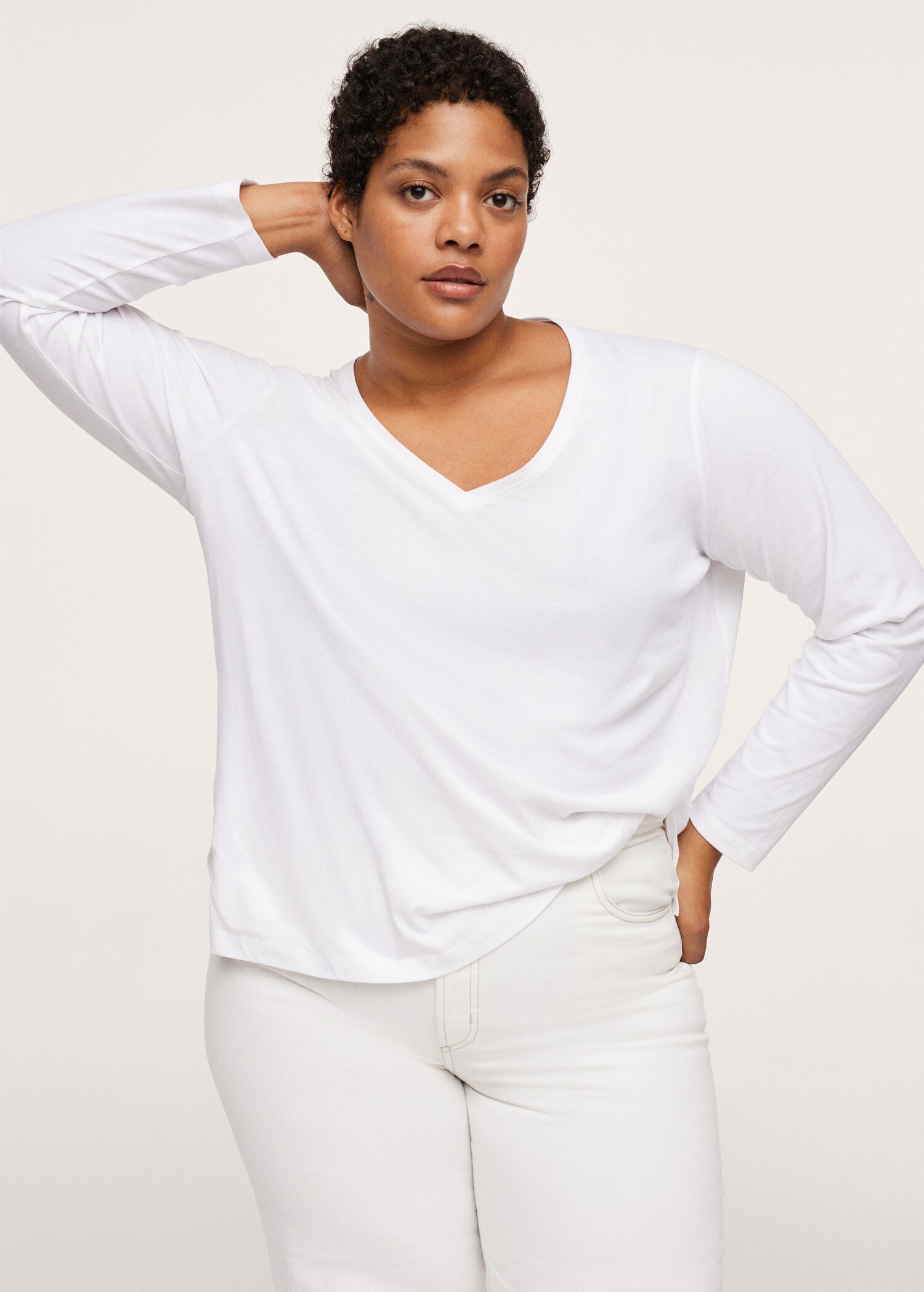 Long sleeve cotton t-shirt - Medium plane