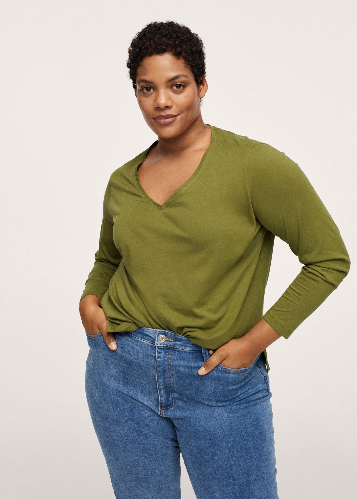 Long sleeve cotton t-shirt - Medium plane