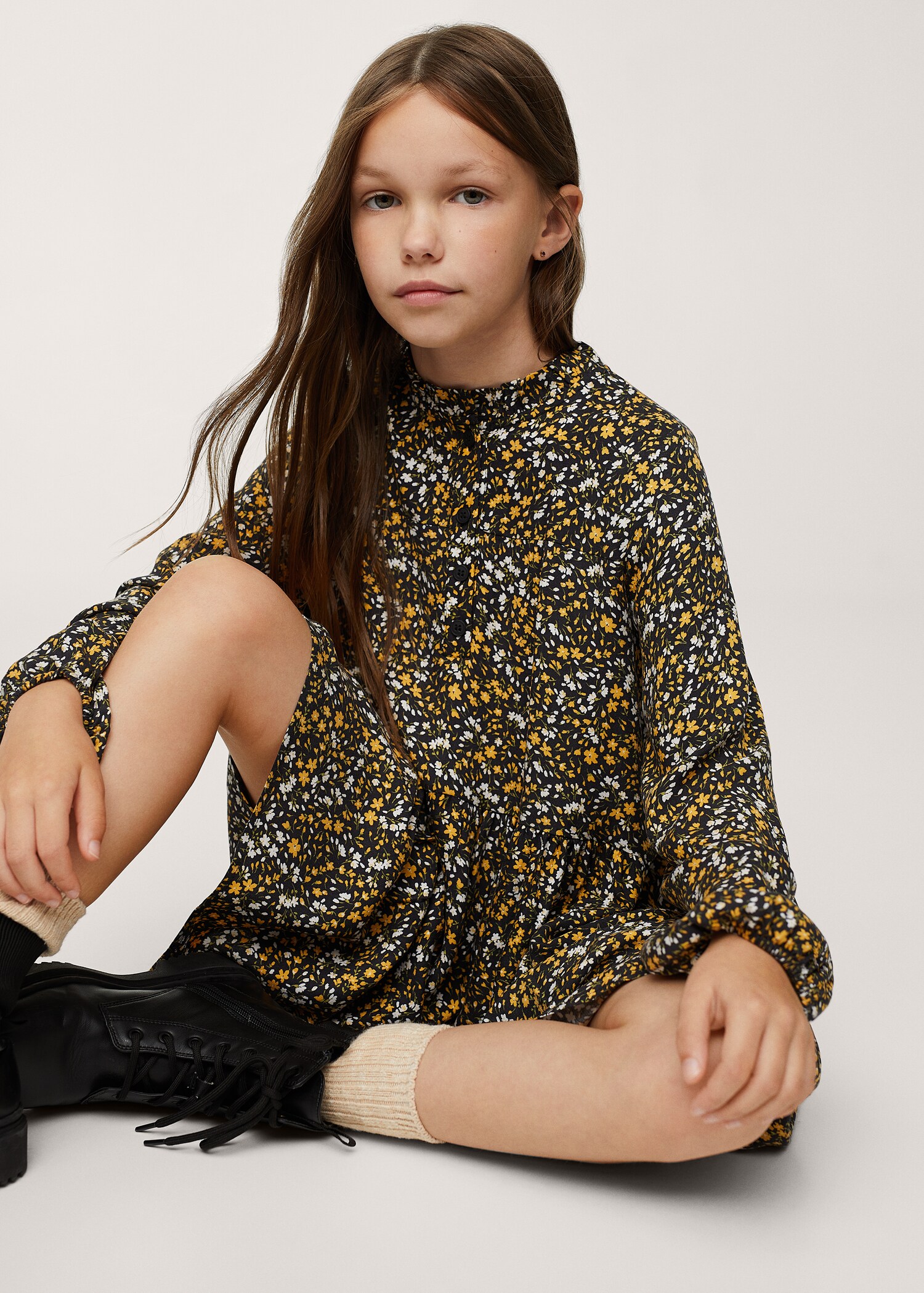 Vestido fluido estampado floral - Plano medio