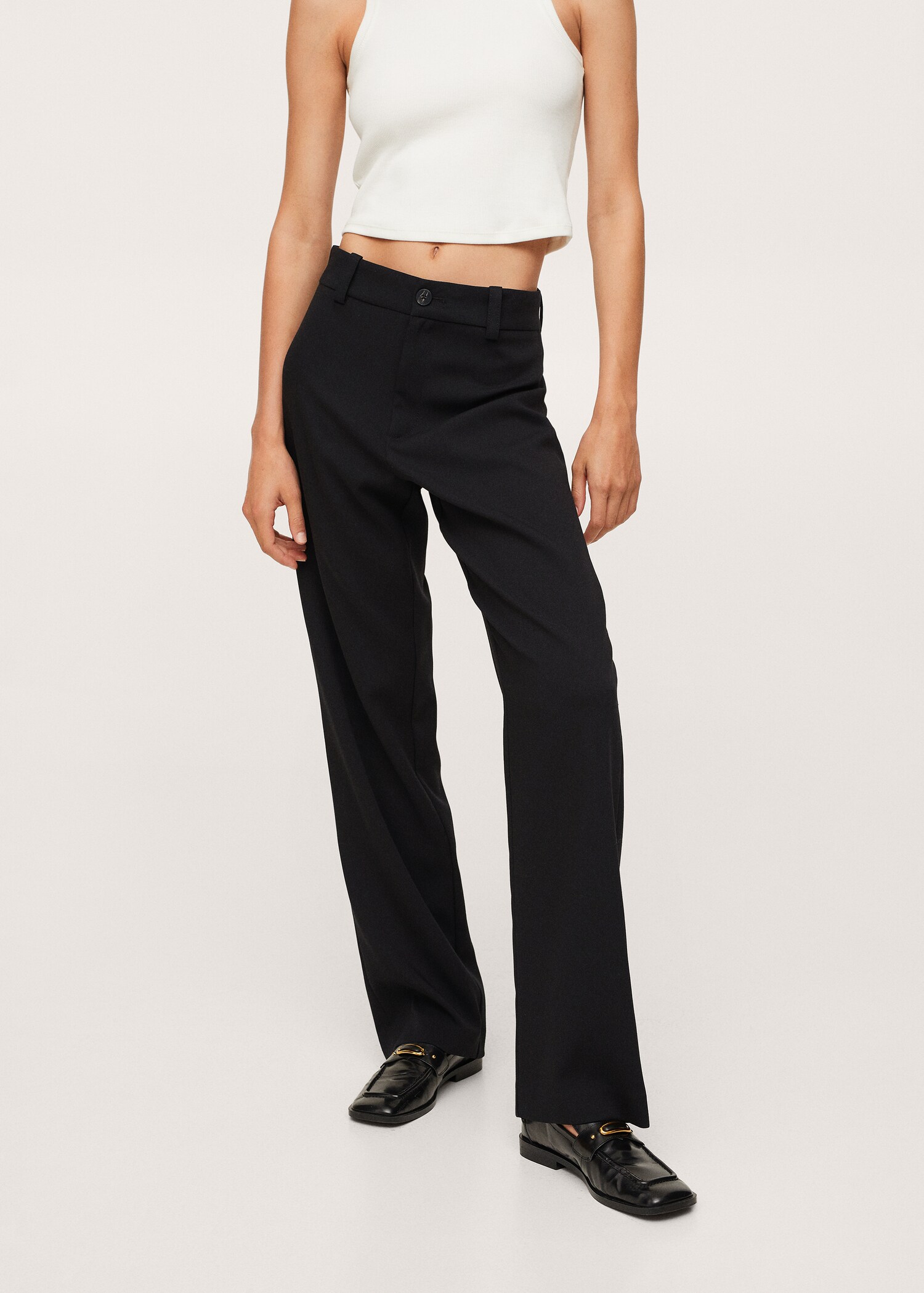 High-waist straight trousers - Medium plane
