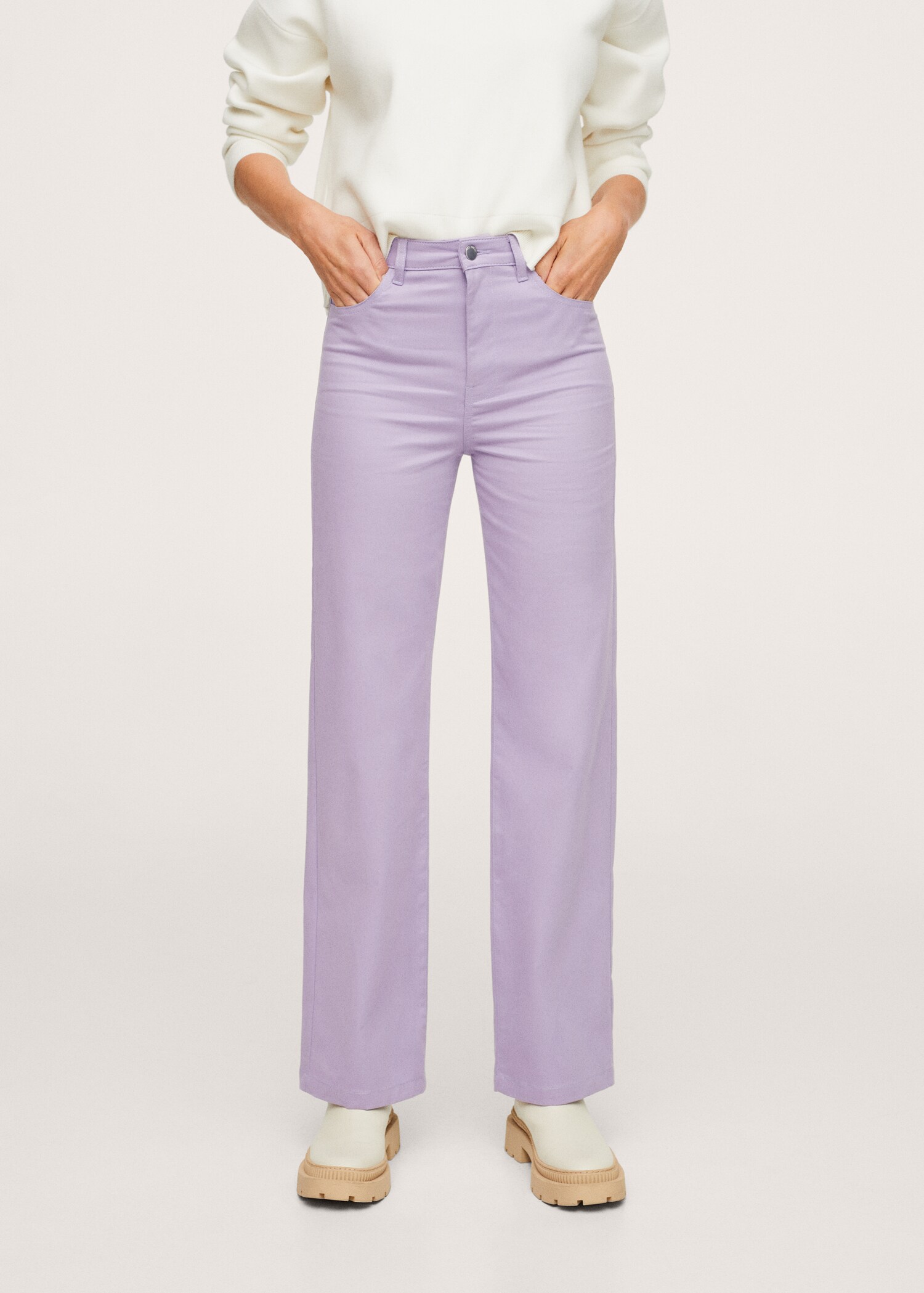 Pantalón recto franela - Plano medio