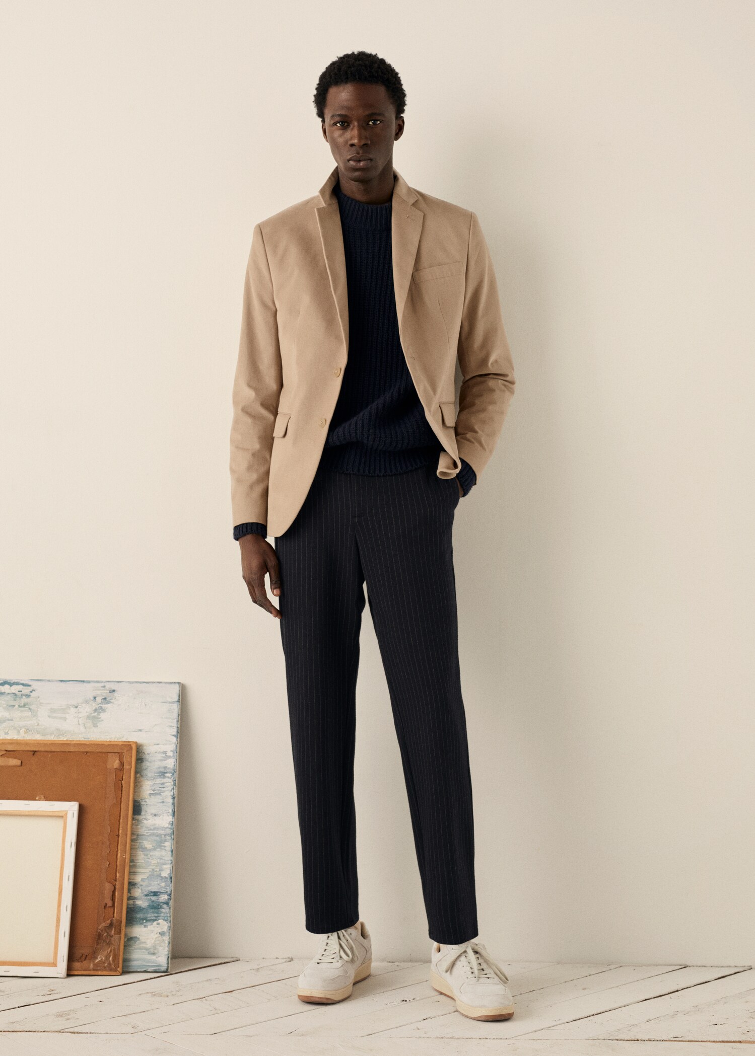 Kalhoty tapered fit s proužky - Detail zboží 5