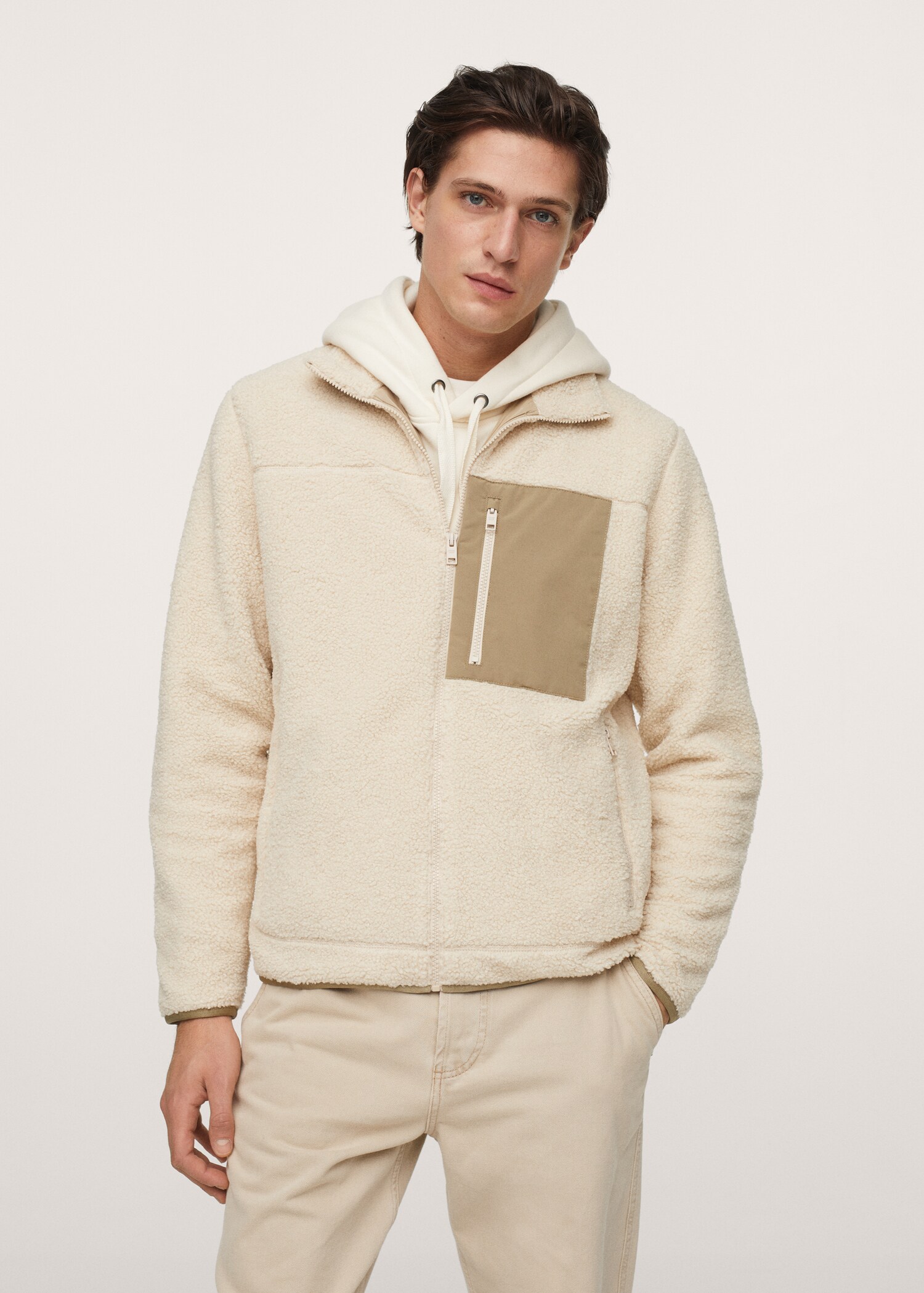 Chaqueta combinada borreguito - Plano medio