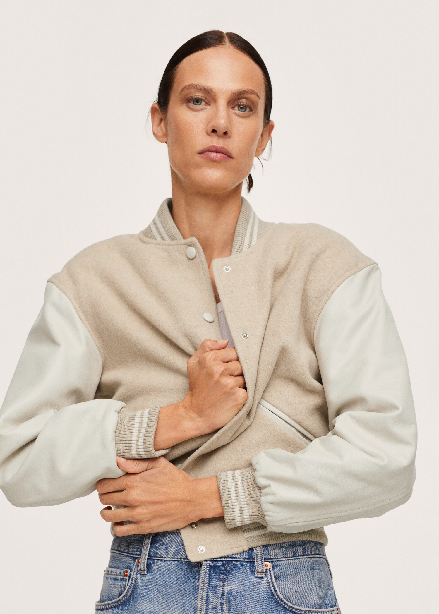 Bomber combinada piel lana - Detalle del artículo 1