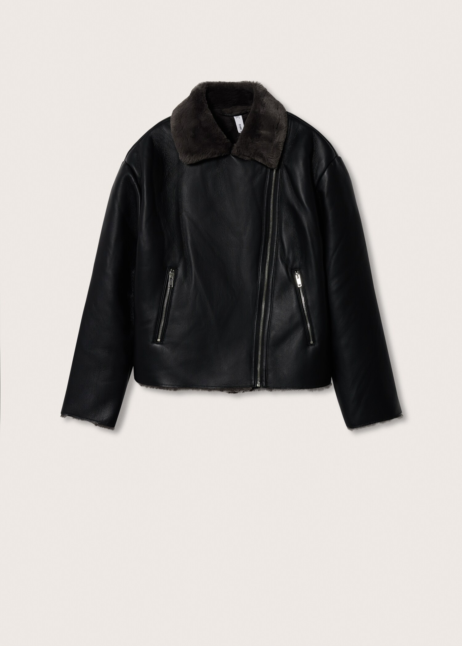 Faux shearling-lined biker jacket - Article without model