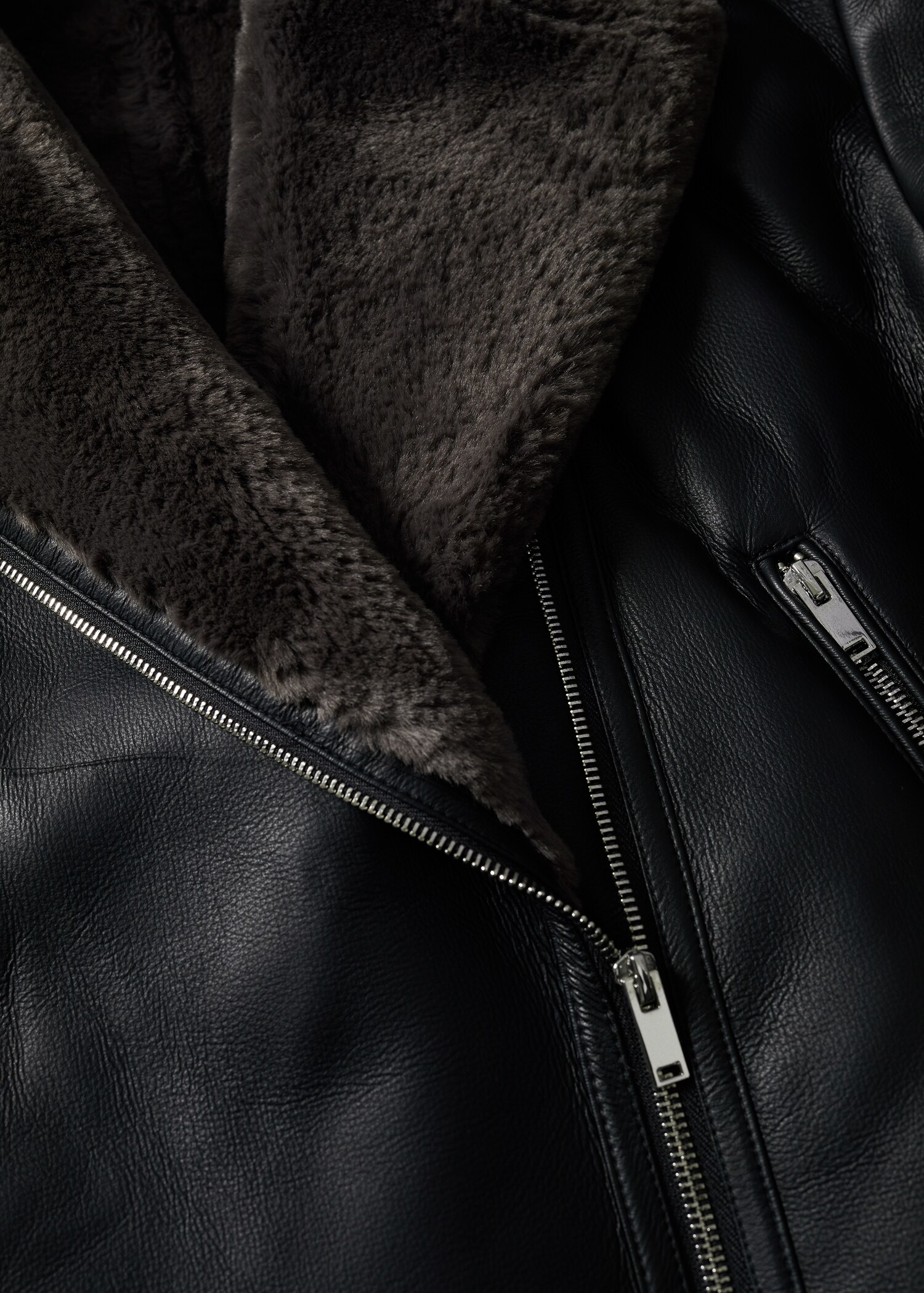 Faux shearling-lined biker jacket - Details of the article 8