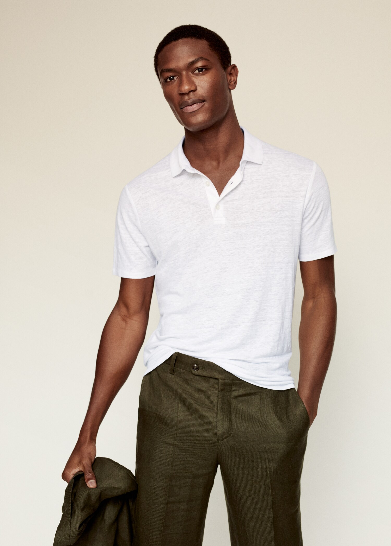 Polo slim fit 100% lino - Plano medio