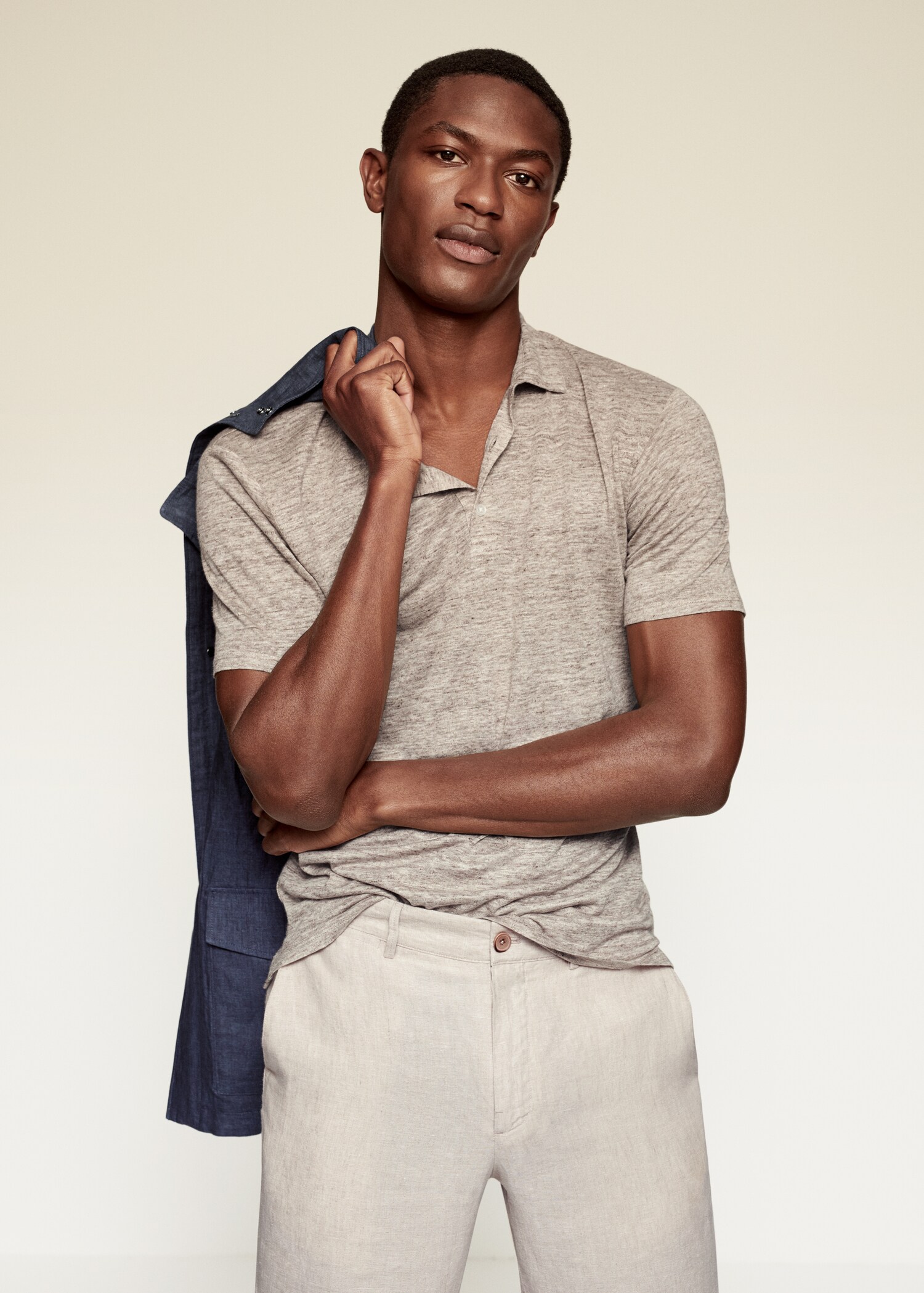 Polo slim fit 100% lino - Plano medio
