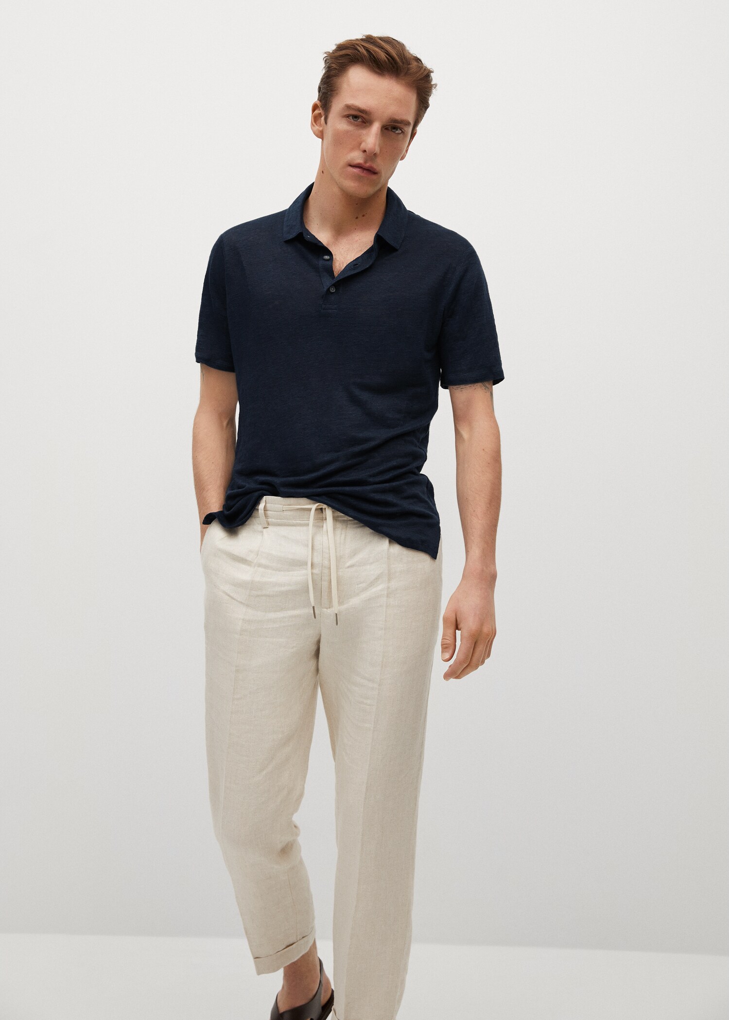 Polo slim fit 100% lino - Plano medio