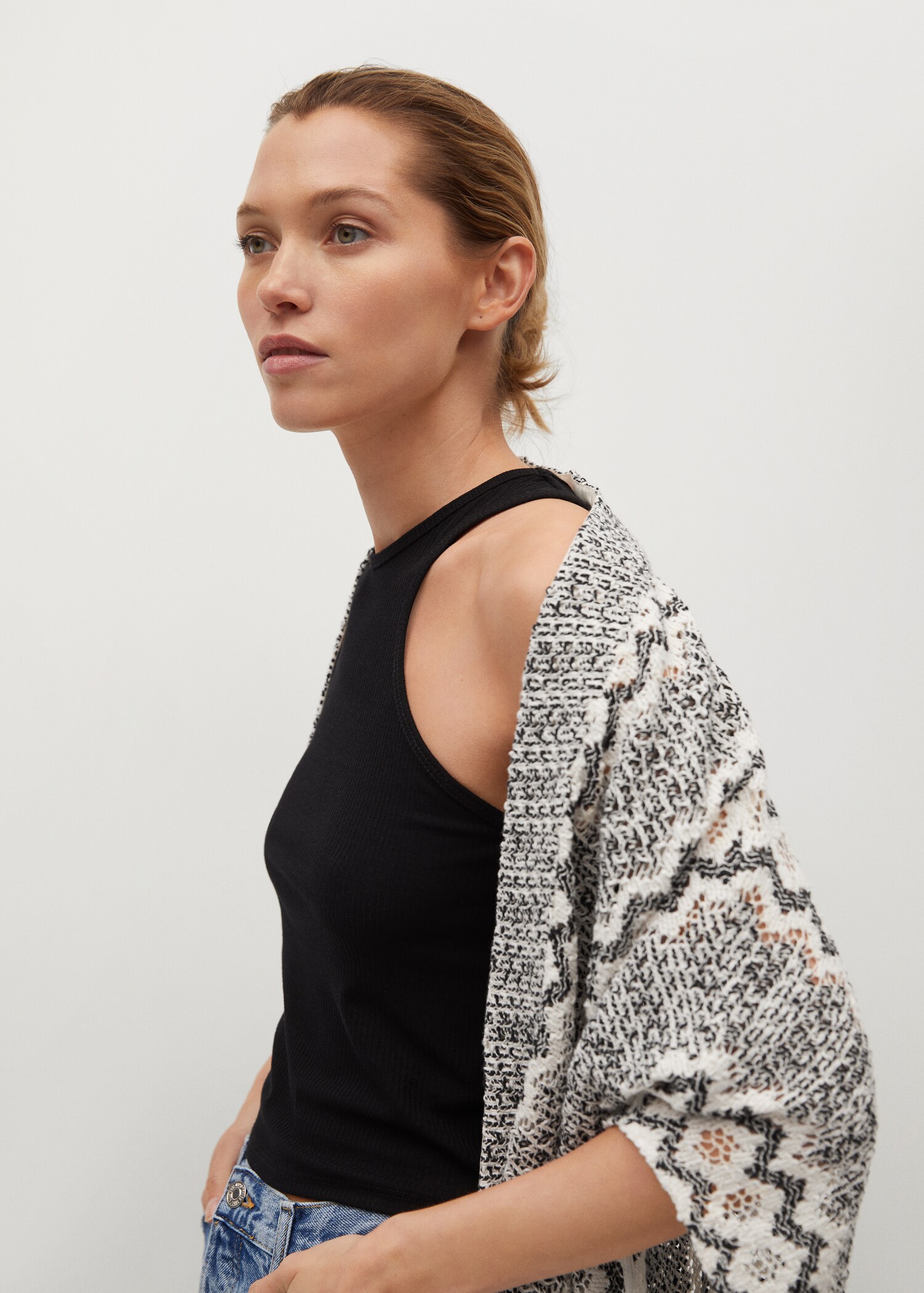 Úpletový kaftan s děrováním - Detail zboží 1