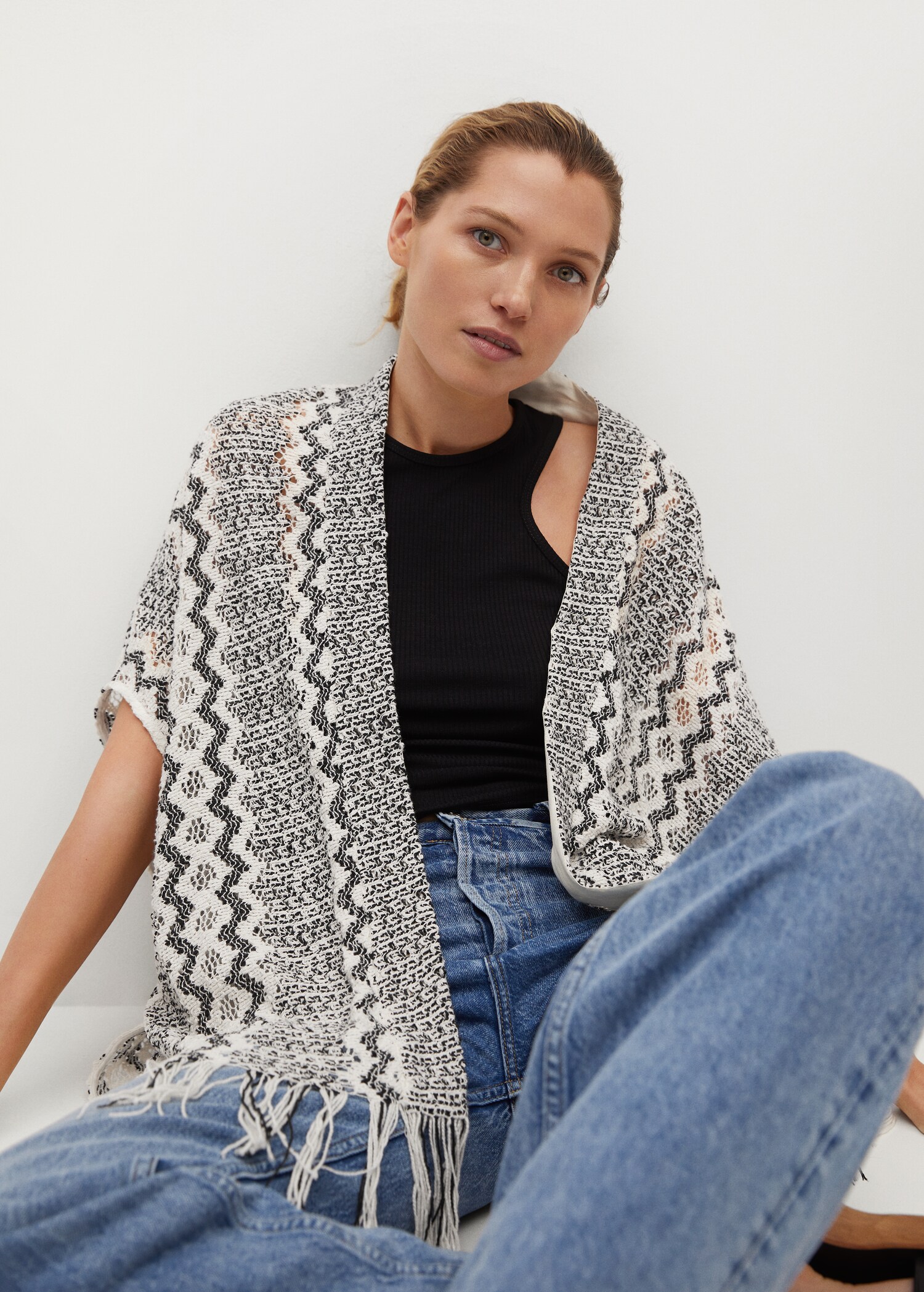 Úpletový kaftan s děrováním - Detail zboží 3