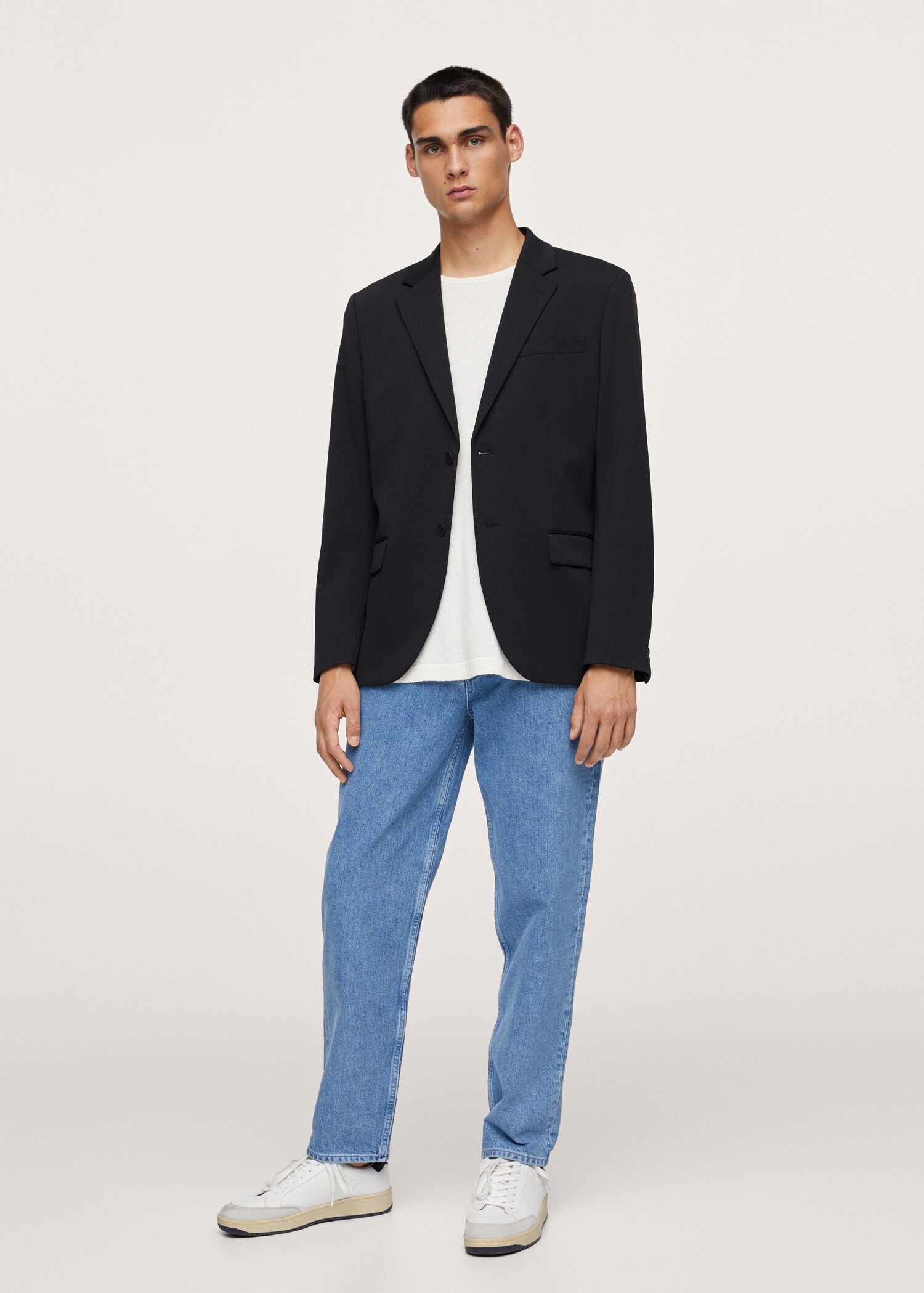 Bavlněné sako slim fit - Náhled ve středové rovině