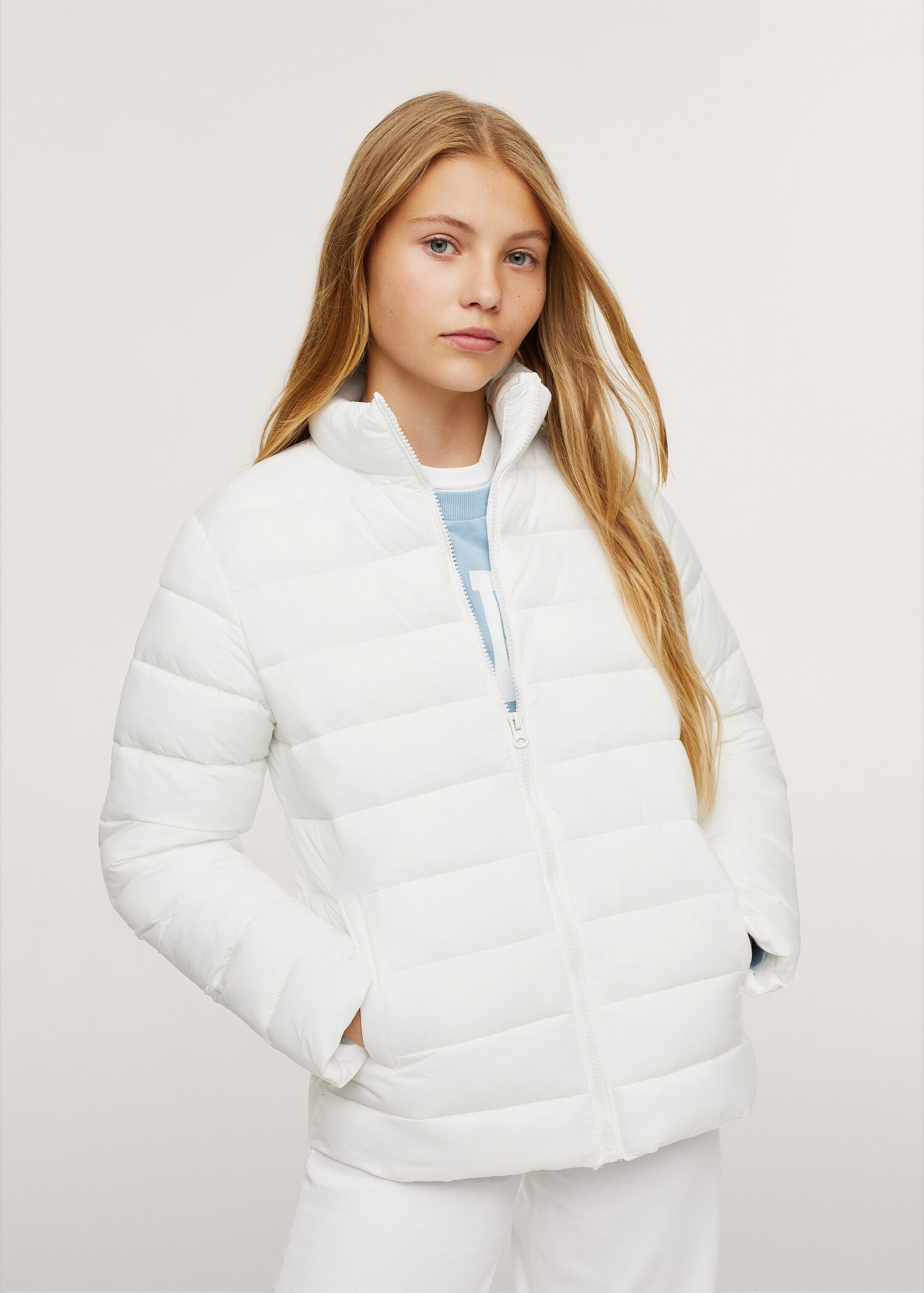 Long collar quilted coat - Medium plane