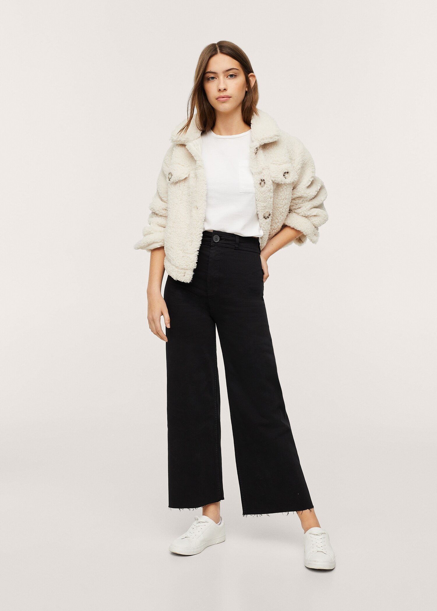 Jeans wideleg crop - Plano medio