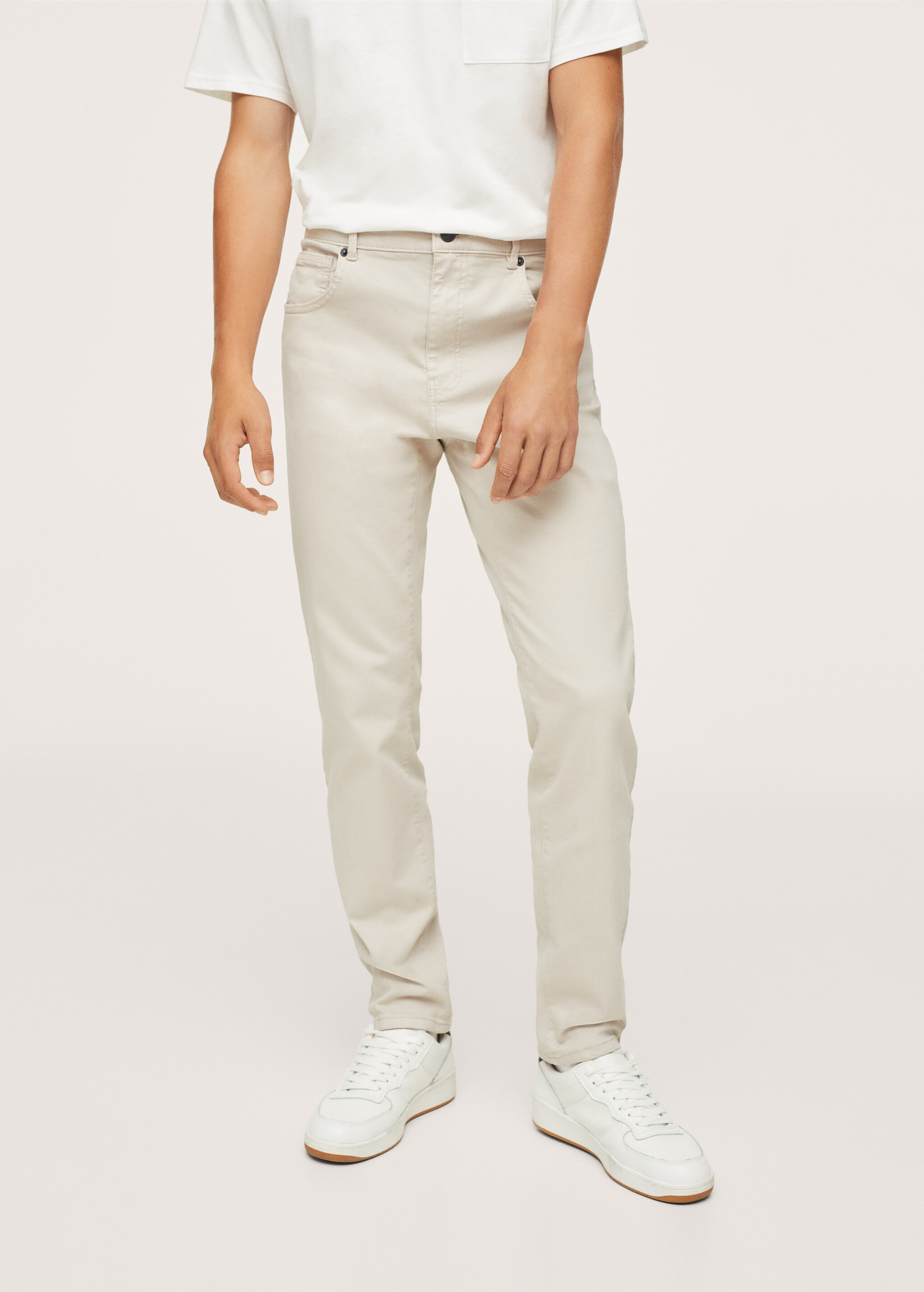 Regular-fit cotton trousers - Medium plane
